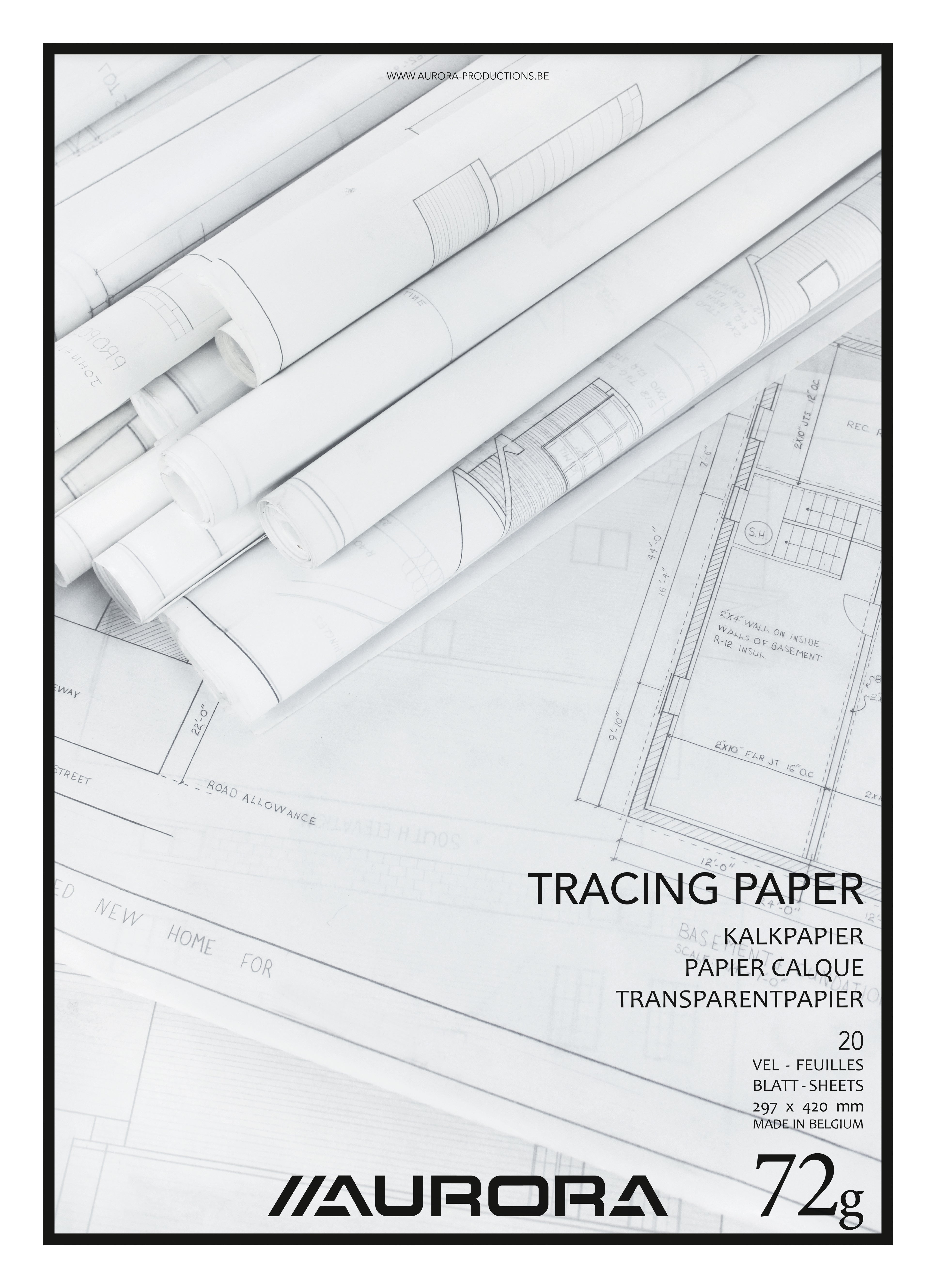 Aurora Transparentpapier-Block – A3, 75 g/m², 20 Blatt