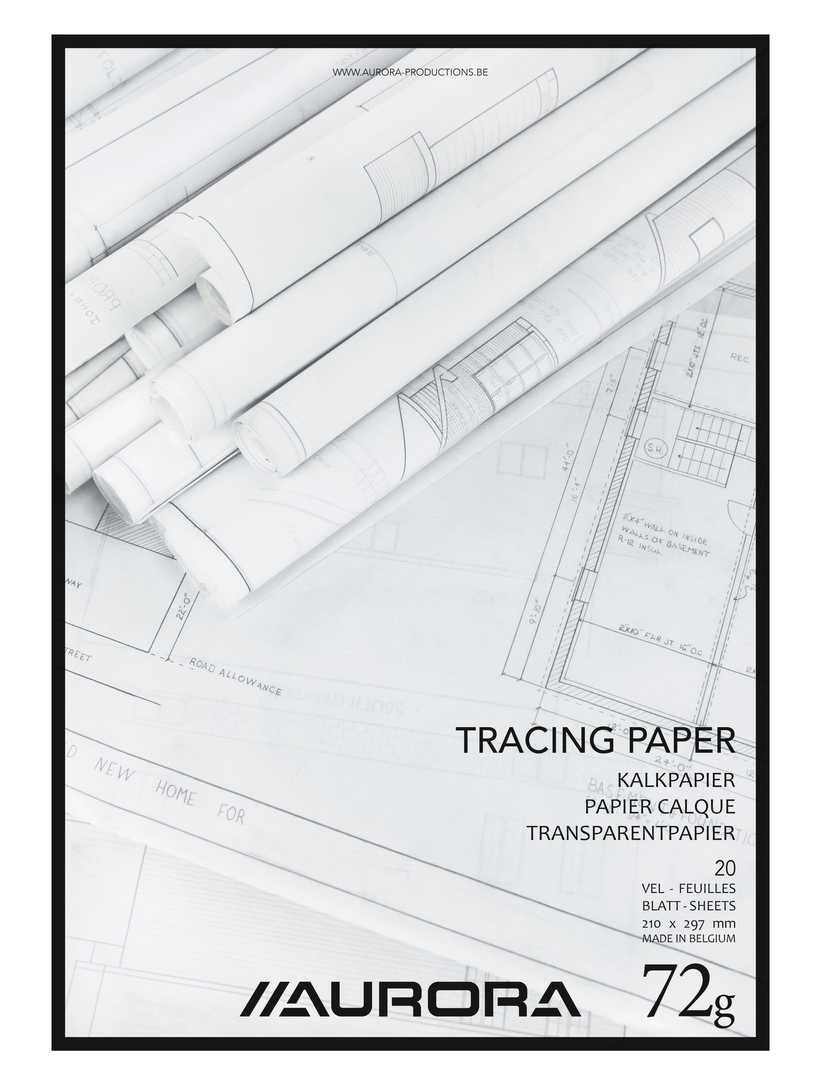 Aurora Transparentpapier Block CA20 – A4, 75 g/m², 20 Blatt