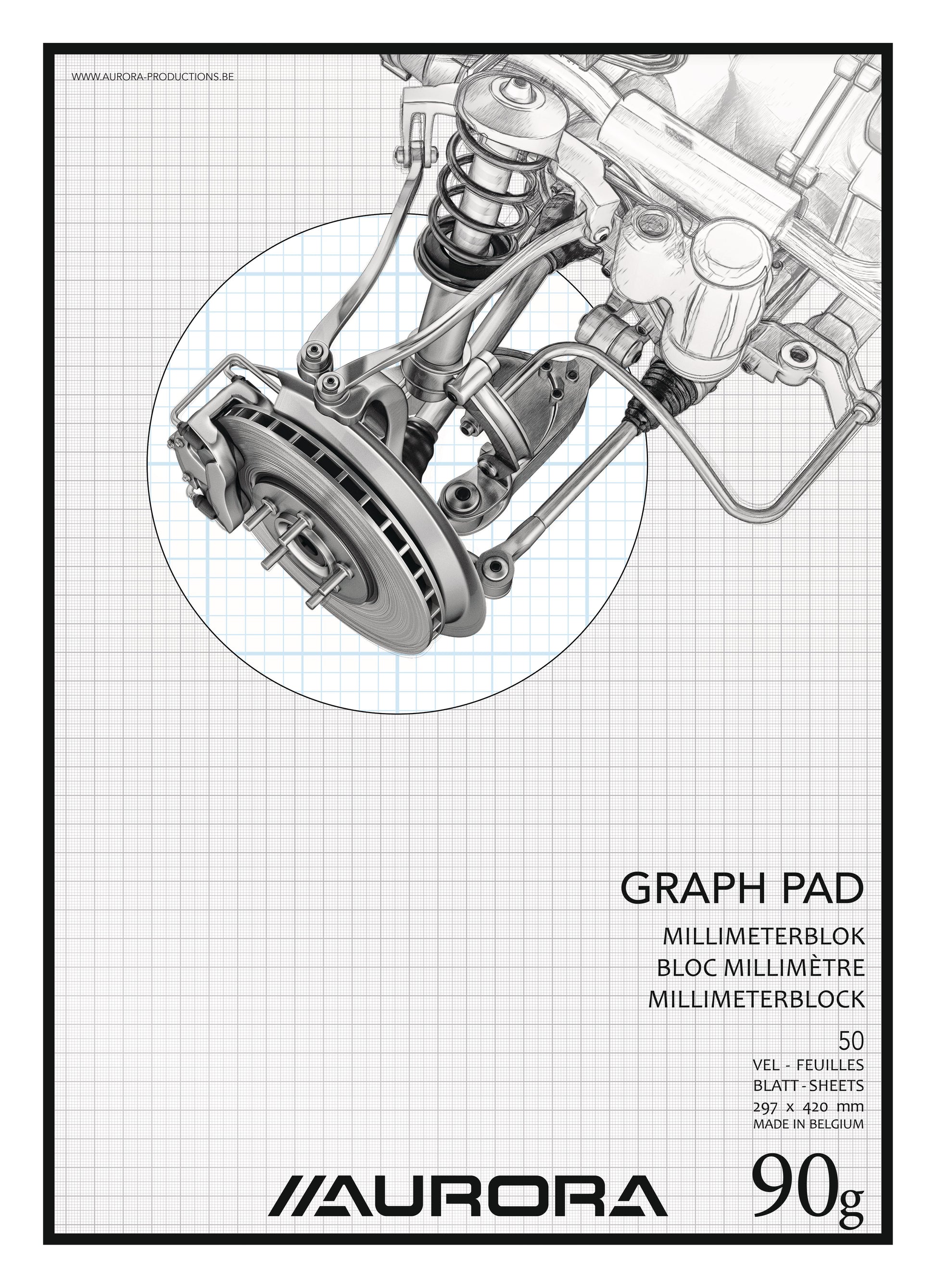 Aurora Millimeterpapier – A3, blaues Raster, 90 g/m², 50 Blatt, MID101