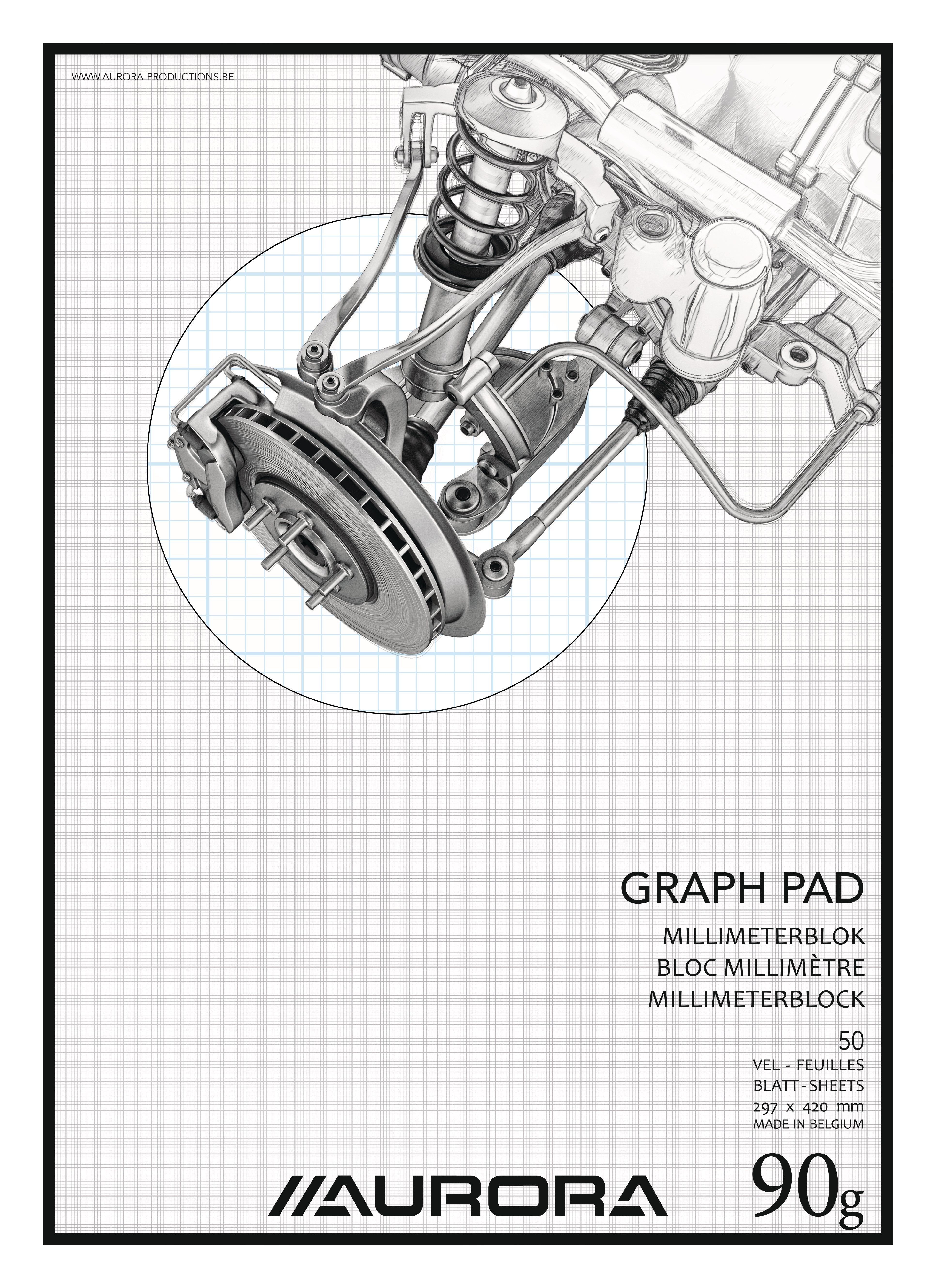 Aurora Millimeterpapier – A3, blaues Raster, 90 g/m², 50 Blatt, MID101