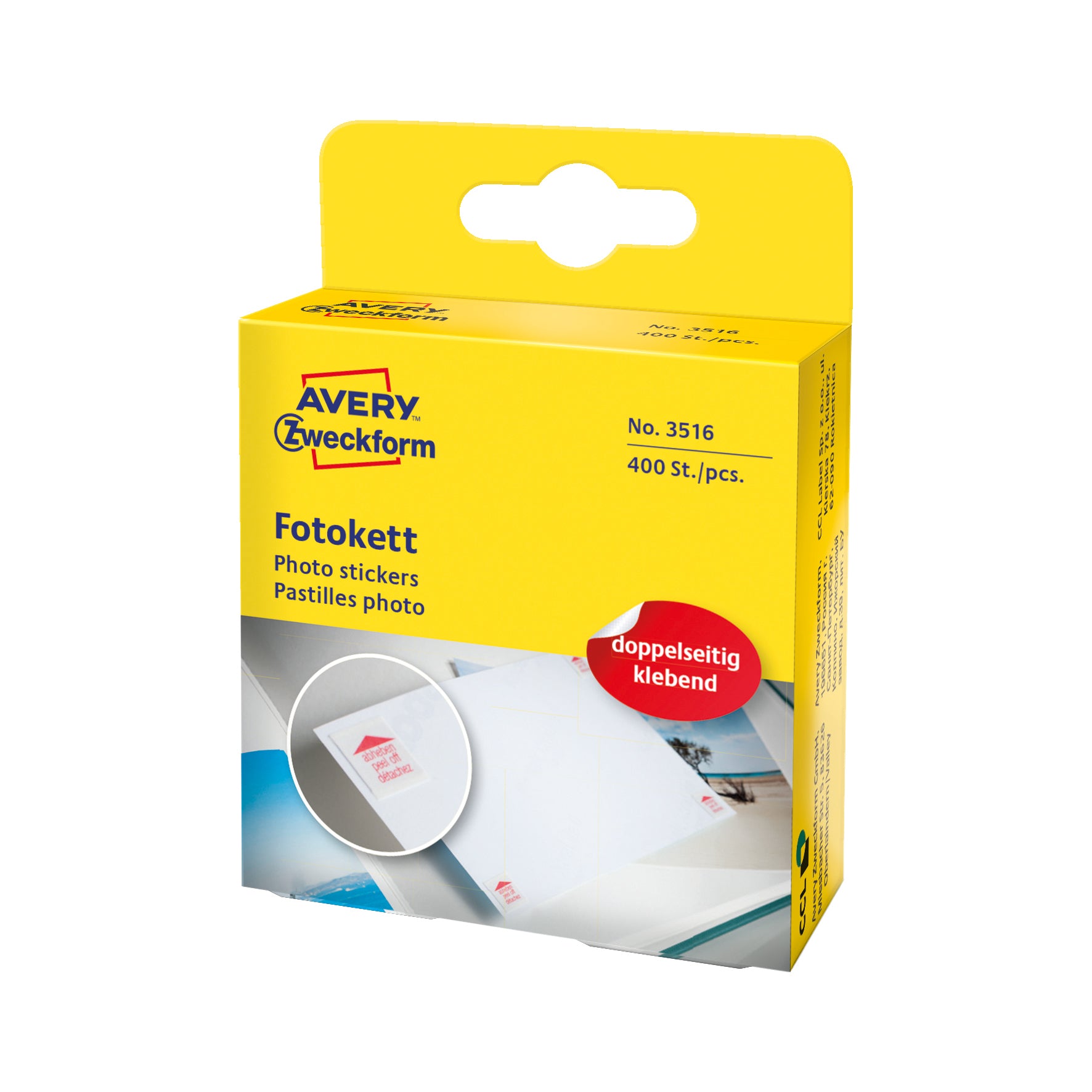 AVERY ZWECKFORM 3516 Permanente Haftpunkte – 12 × 12 mm, 400 Stk., für Fotos, Zeichnungen, Muster
