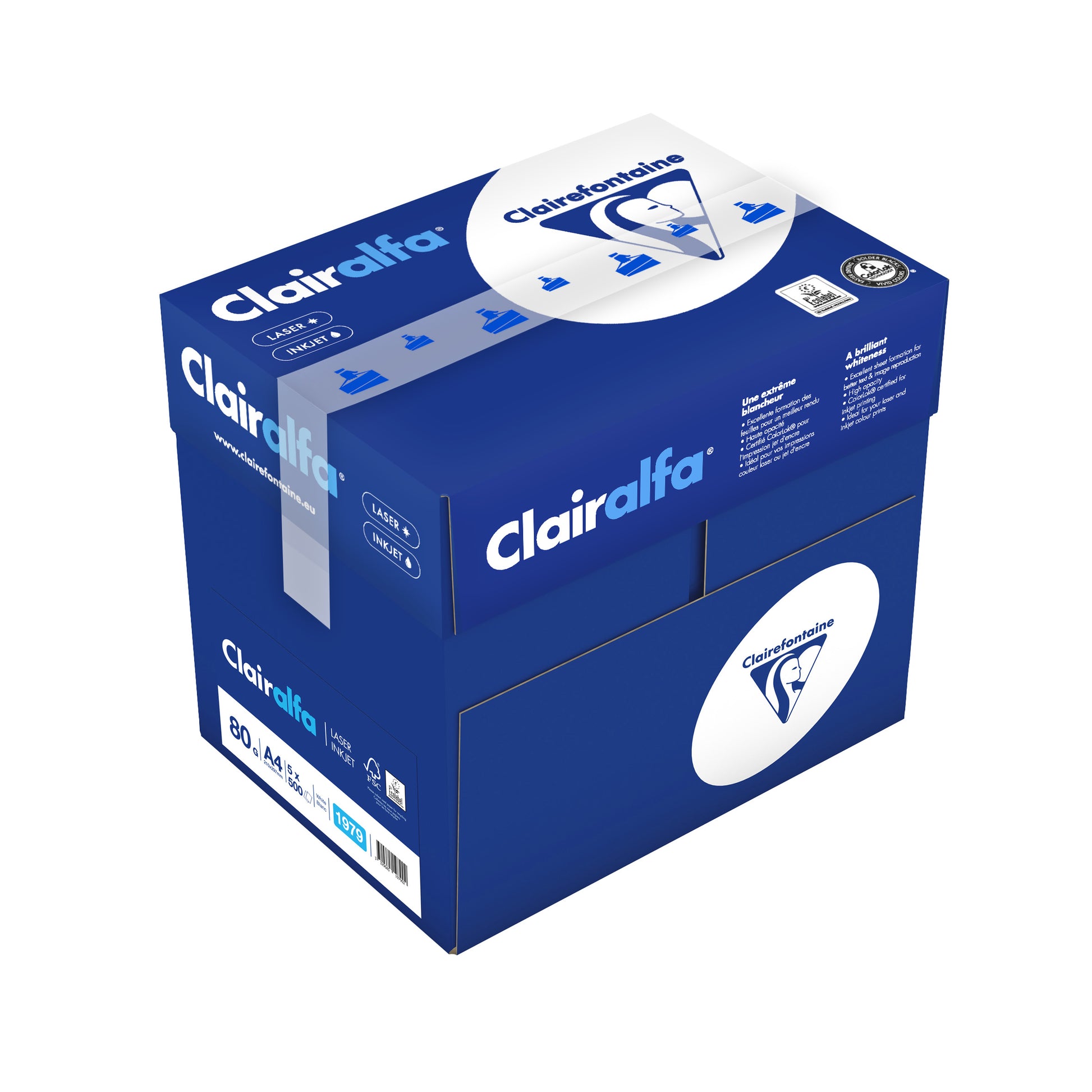 Clairalfa Kopierpapier – A4, 80 g/m², superweiss – holzfrei, chlorfrei, ColorLok