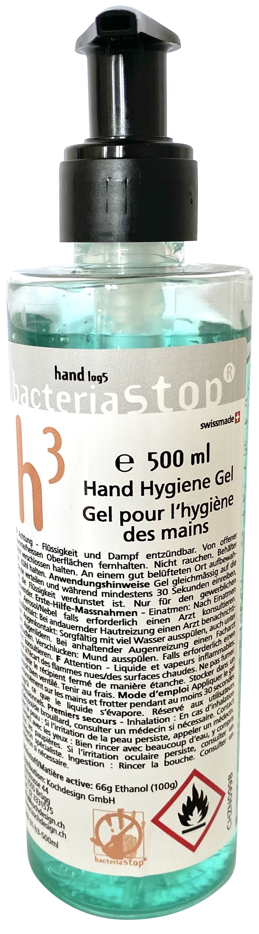 Bacteriastop Händedesinfektionsgel H3500 – Pumpenflasche – 500 ml