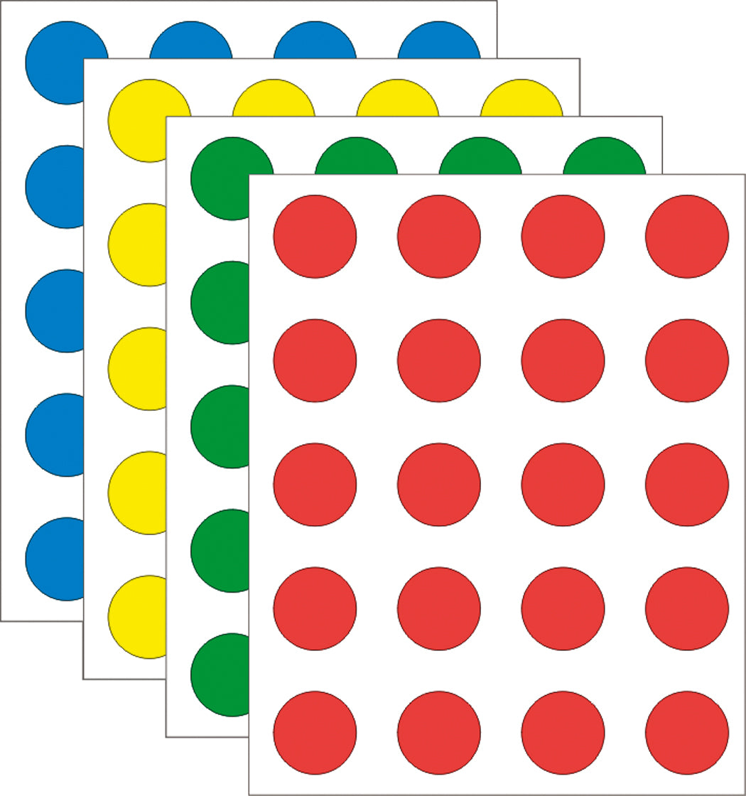 Berec Klebepunkte – Ø 19 mm, selbstklebend, 4 Farben (rot, blau, grün, gelb)