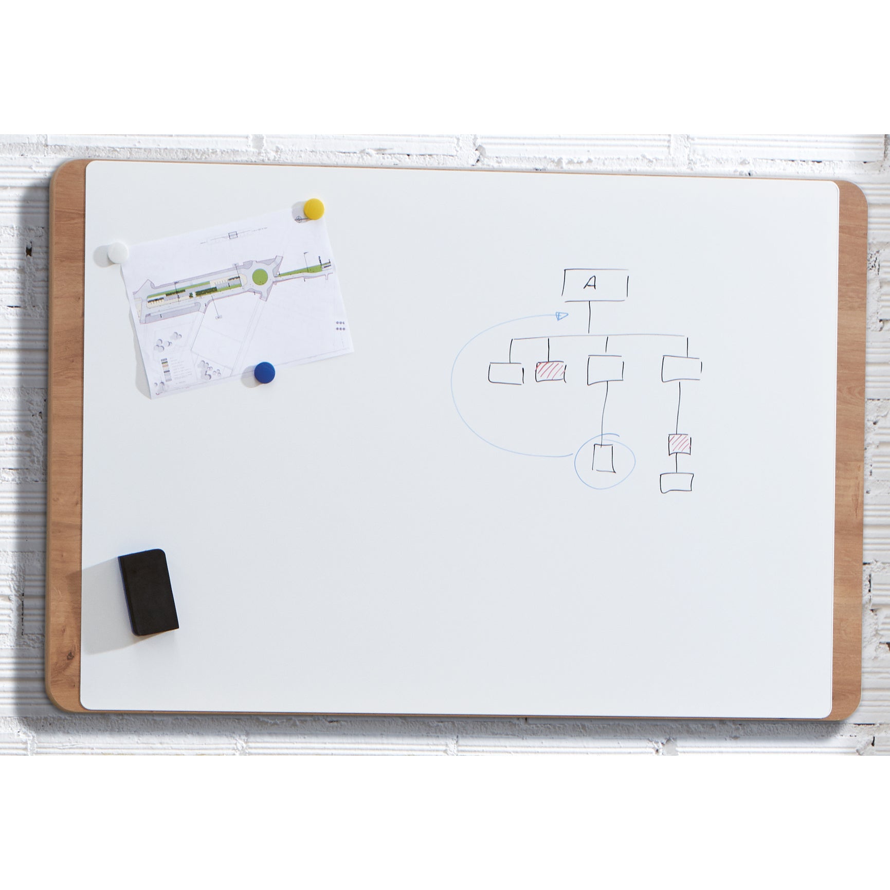 Berec NAT6420 Whiteboard – lackiert, magnetisch – 124,5 × 84 cm