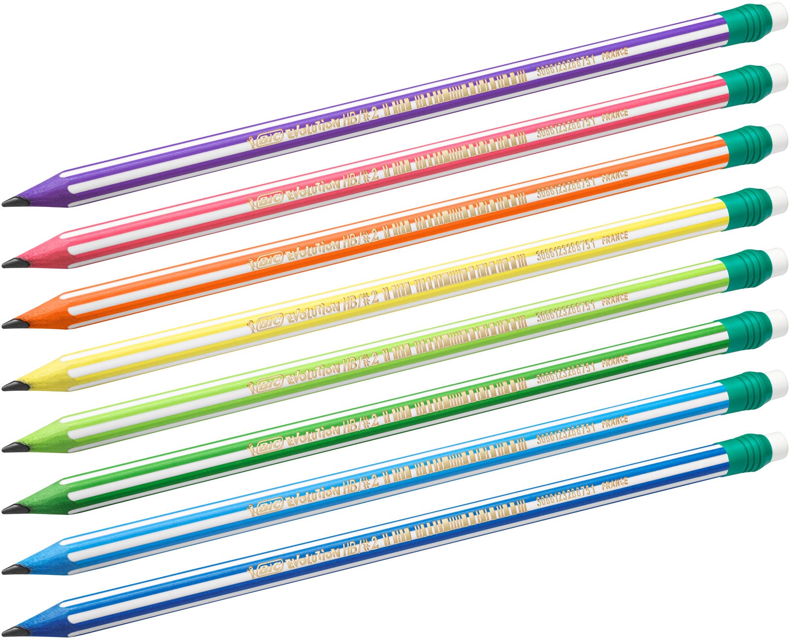 BIC Evolution Stripes Bleistifte, hexagonal, holzfrei – 12er-Set
