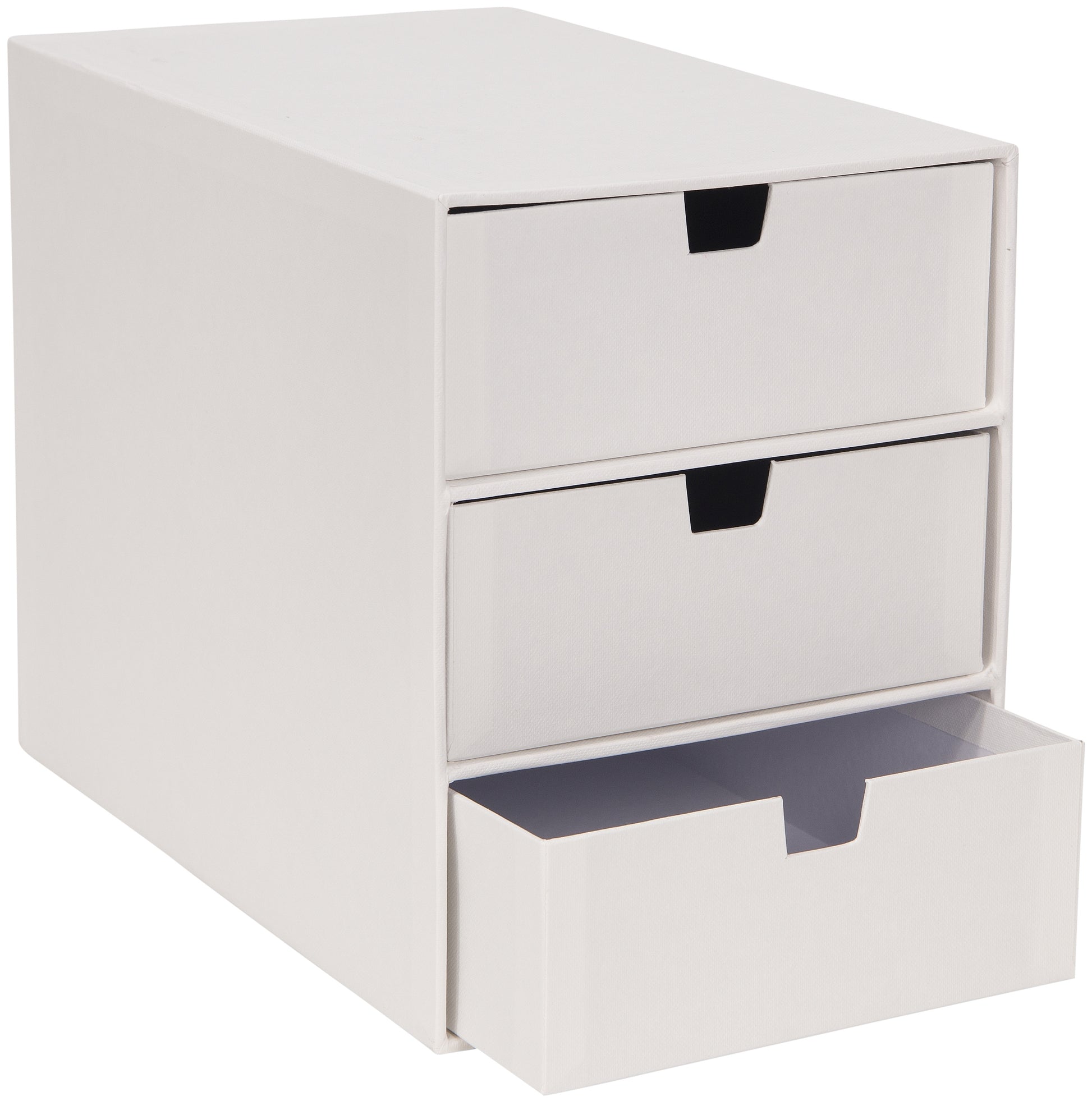 Bigso box of sweden Schubladenelement – 3 Schubladen, stapelbar, weiss, Karton, B 160 × H 208 × T 255 mm