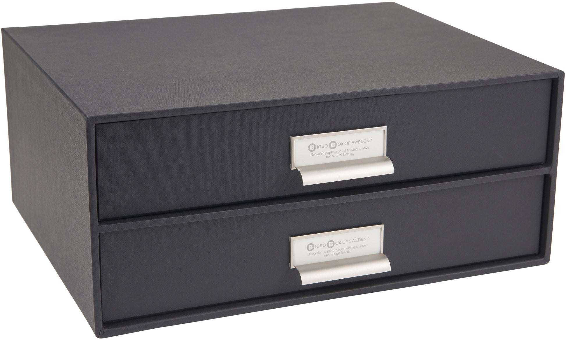 Bigso box of sweden Birger Schubladenelement – 2 Schubladen, für A4, Anthrazit, B 330 × H 143 × T 255 mm