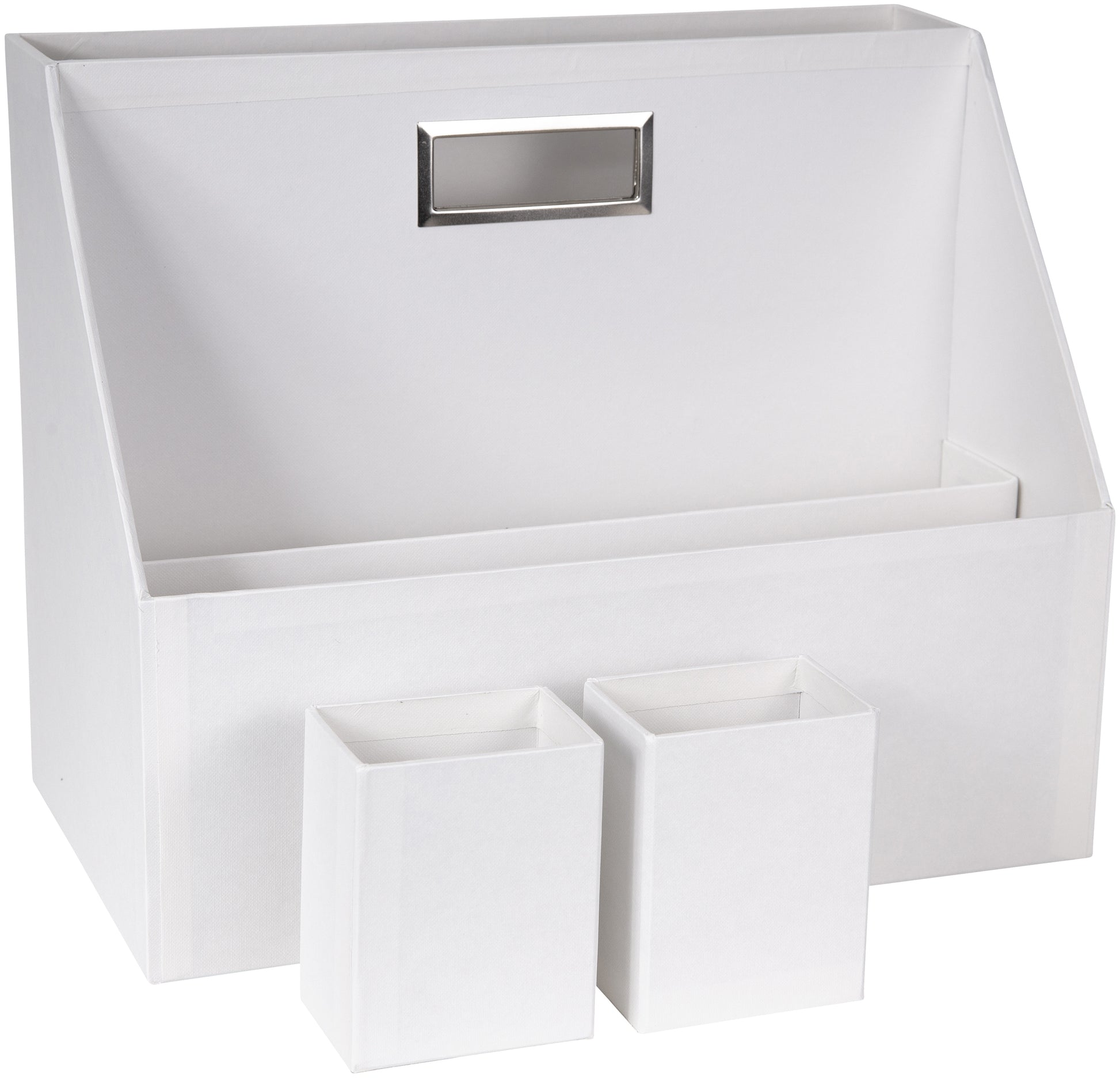 Bigso Box of Sweden Hurry Aufbewahrungsbox – 3 Fächer, inkl. 2 Stifteköcher, weiss, B 195 × H 283 × T 350 mm