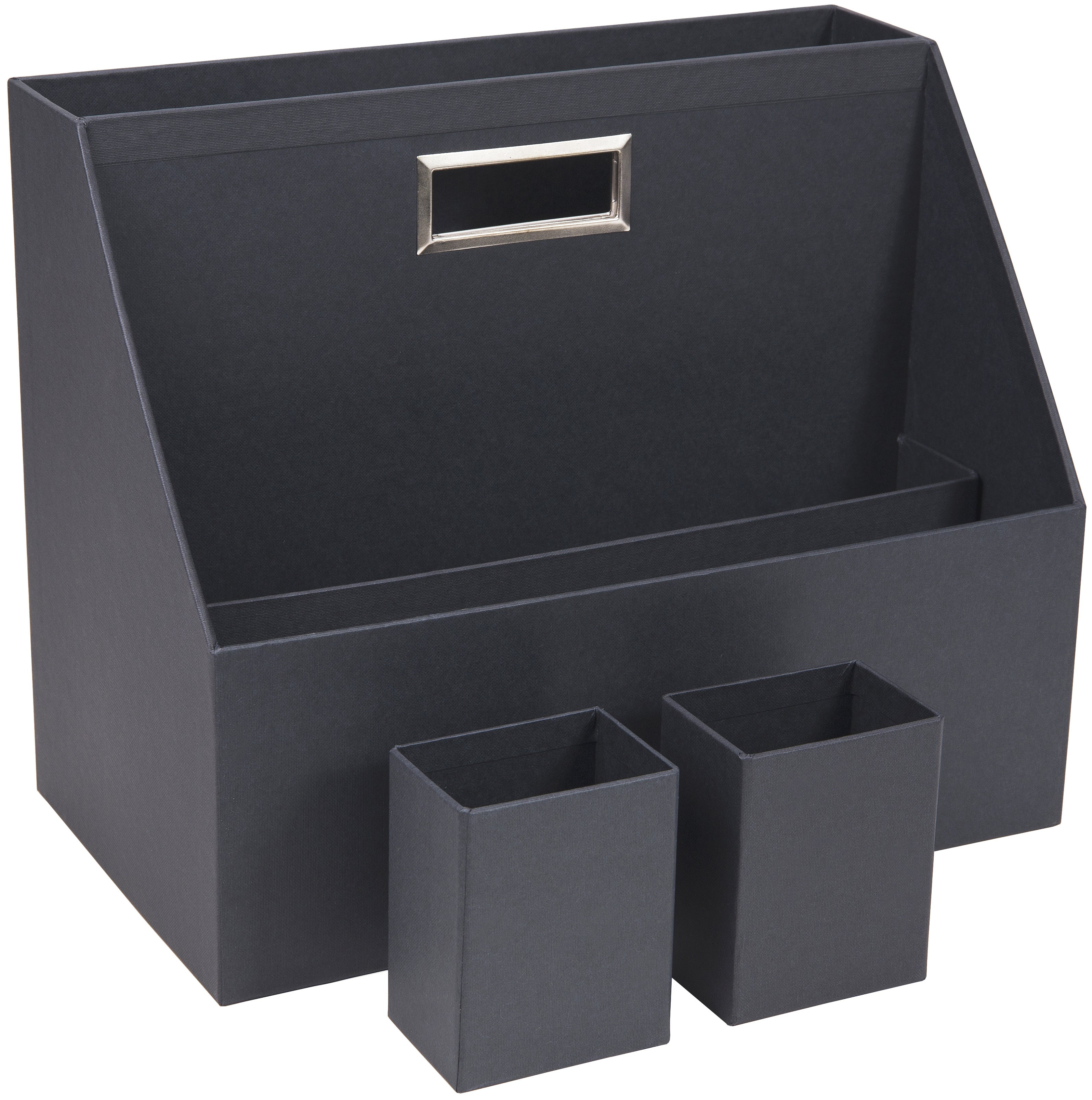 Bigso Box of Sweden Aufbewahrungsbox – 3 Fächer, für C4, Anthrazit, B 195 × H 284 × T 346 mm