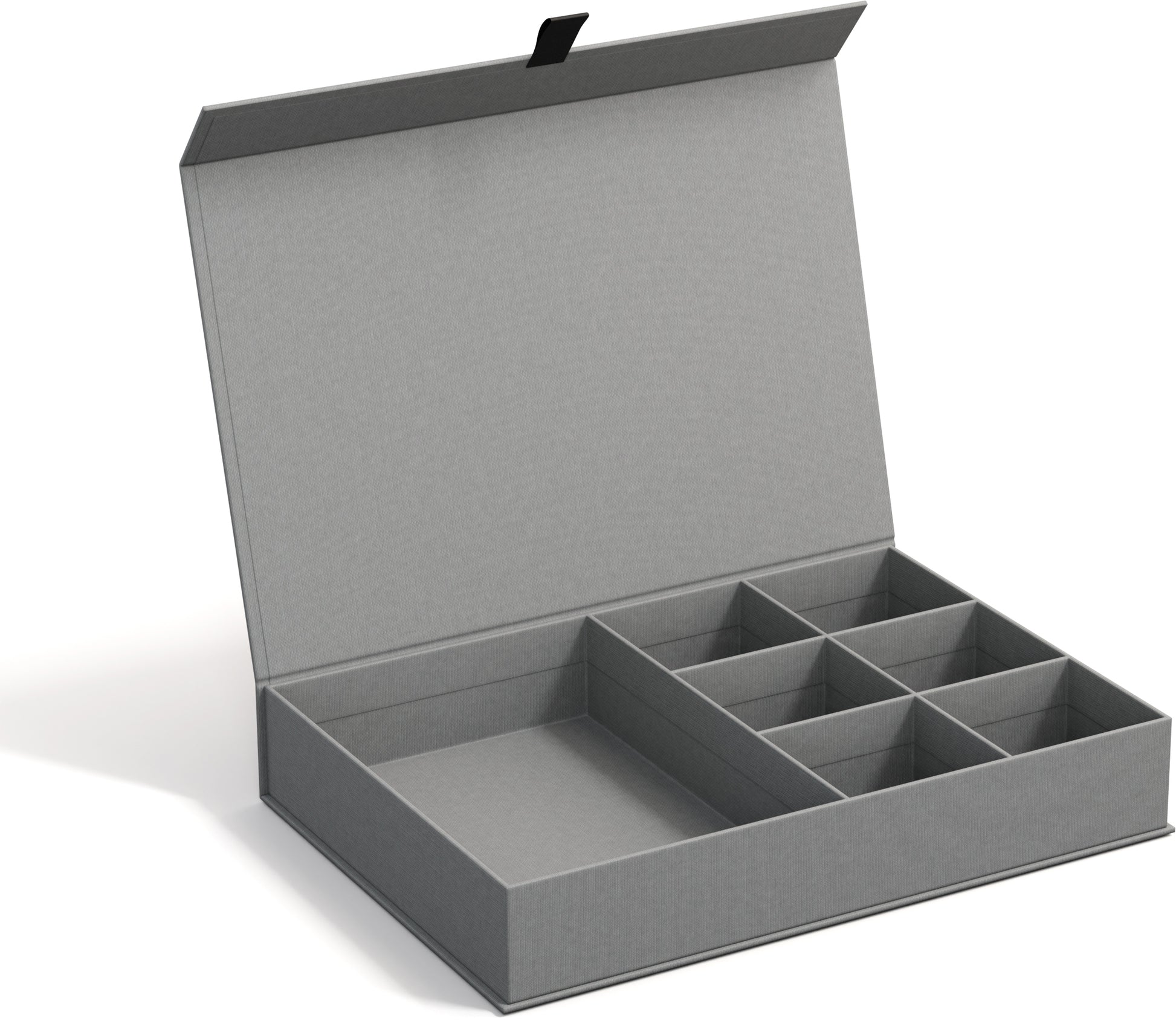 Bigso box of sweden Jolie Aufbewahrungsbox (mit Deckel, 7 Fächer) – Grau – 190 × 50 × 270 mm