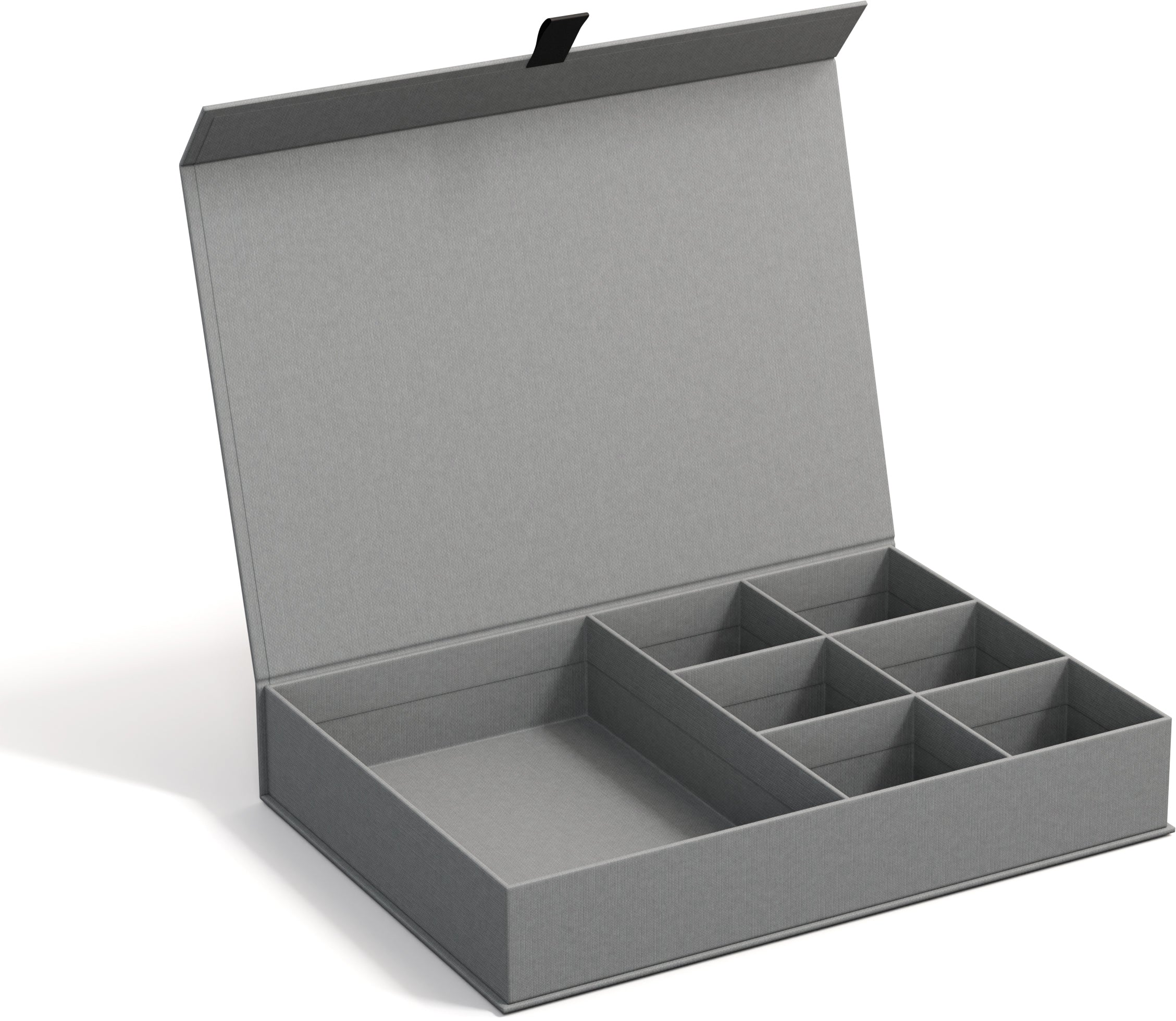 Bigso box of sweden Jolie Aufbewahrungsbox (mit Deckel, 7 Fächer) – Grau – 190 × 50 × 270 mm