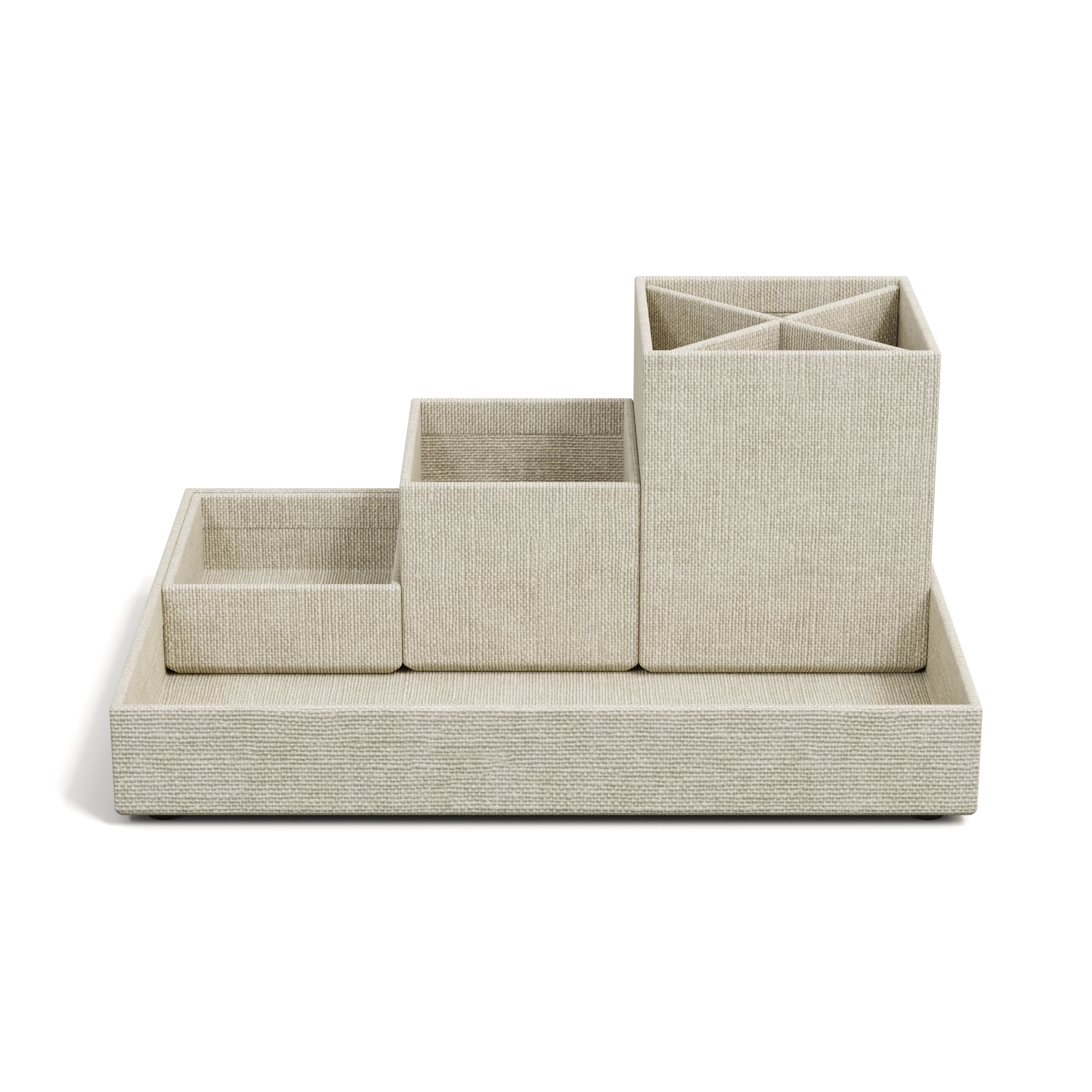 Bigso box of sweden Schreibtisch-Organizer-Set 7974C5501 – 4-teilig, beige, Gummifüsse