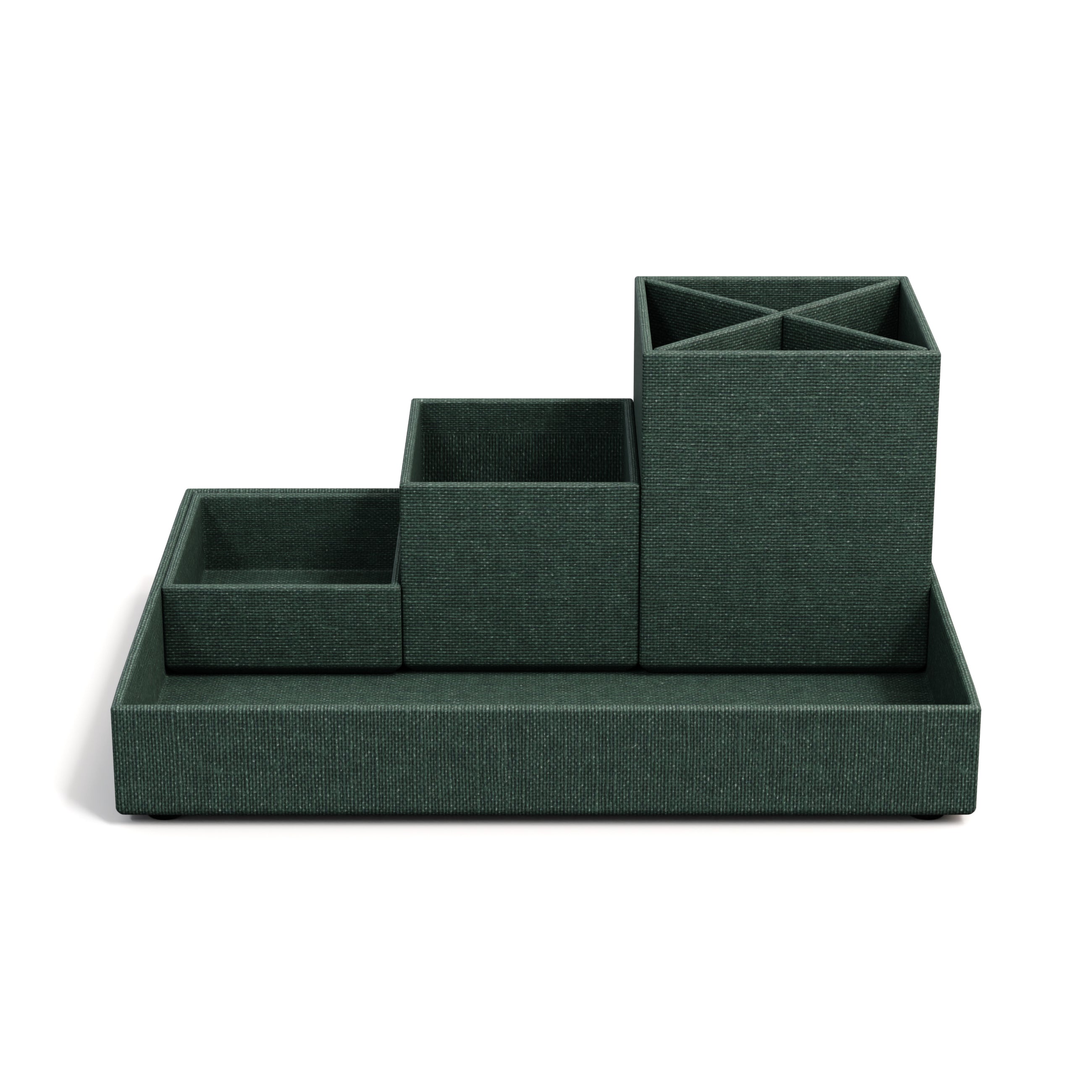 Bigso box of sweden Lena Stifteköcher – Dunkelgrün, Karton, B 180 × H 105 × T 235 mm, 4er-Set