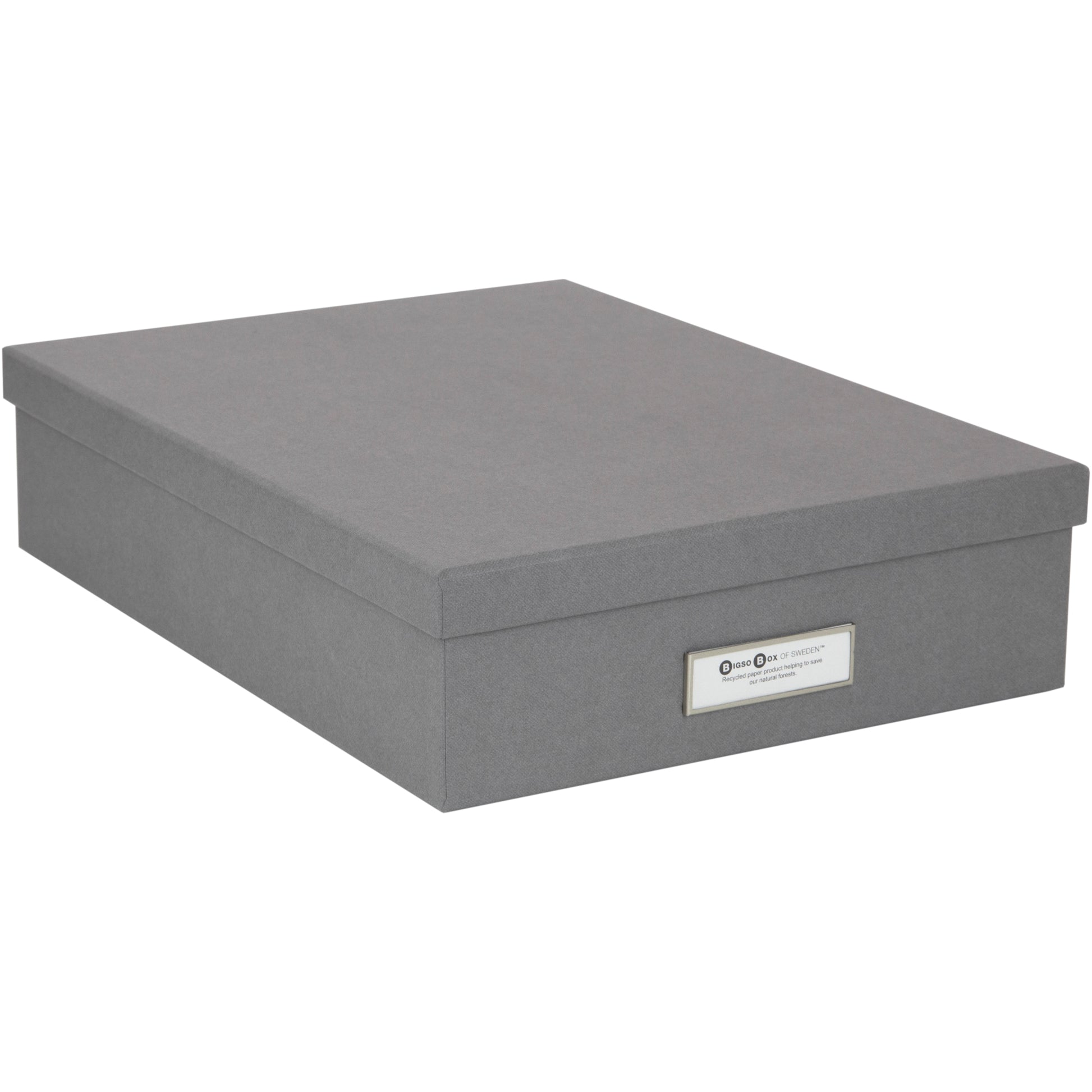 Bigso box of sweden Bigso Box Oskar Aufbewahrungsbox B 265 × H 85 × T 350 mm – für A4, mit Deckel, stapelbar, grau