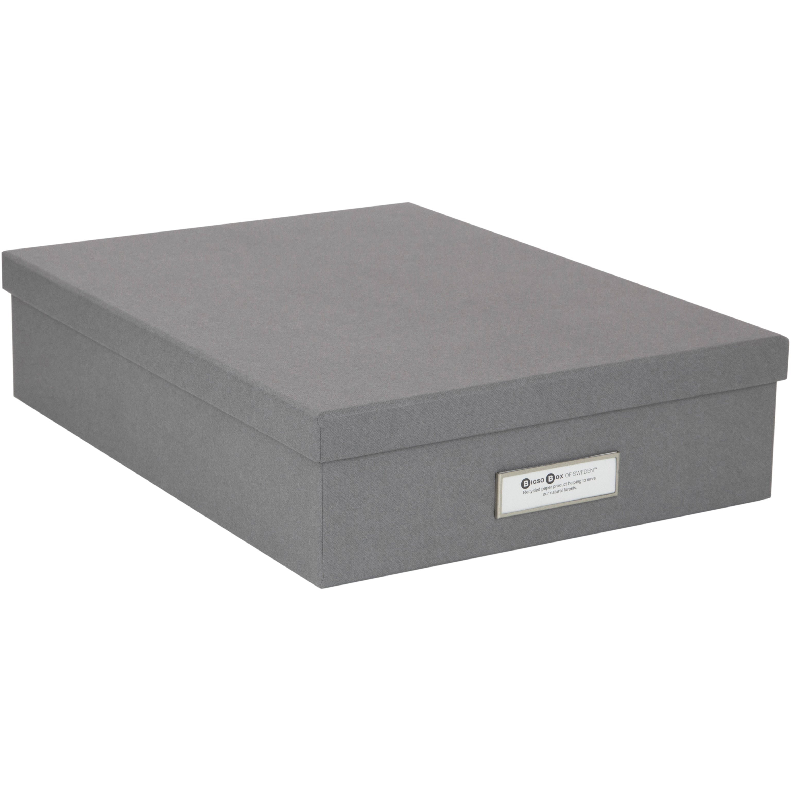 Bigso box of sweden Bigso Box Oskar Aufbewahrungsbox B 265 × H 85 × T 350 mm – für A4, mit Deckel, stapelbar, grau