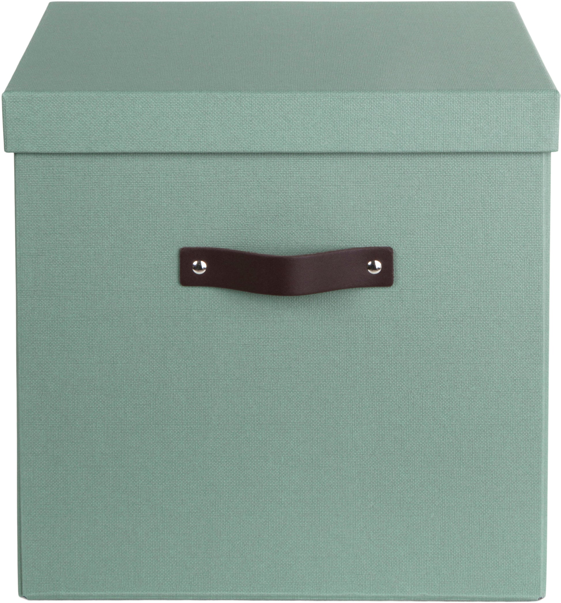 Bigso box of sweden Logan Faltbox 30,8 l – faltbar – grün – mit Ledergriff – 315 × 310 × 315 mm