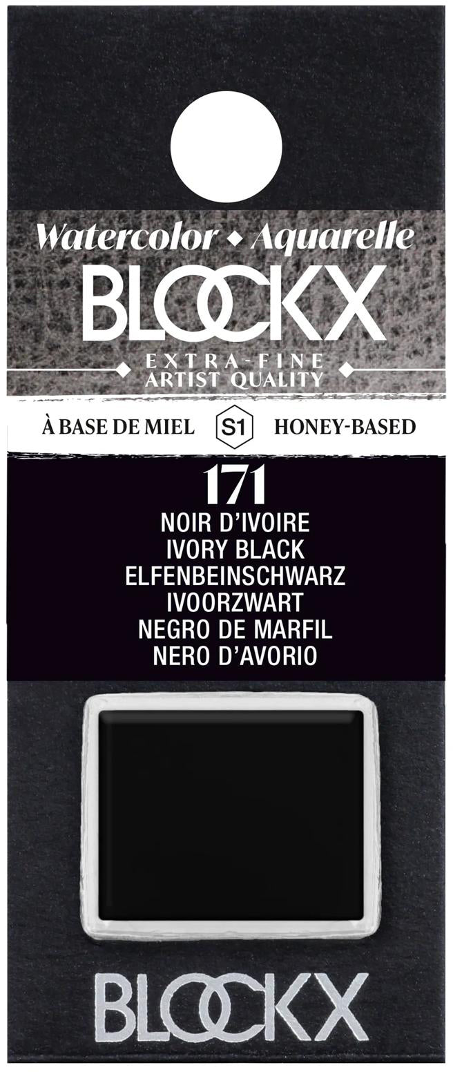 Blockx Aquarellfarbe – Elfenbeinschwarz, glänzend, extrafein – 1/2 Näpfchen, 1,5 ml