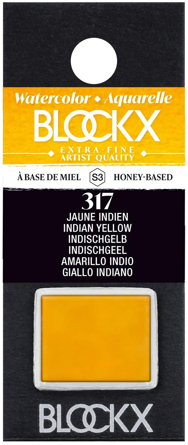 Blockx Extrafeine Aquarellfarbe – Indischgelb, glänzend – 1,5 ml (1/2 Näpfchen)