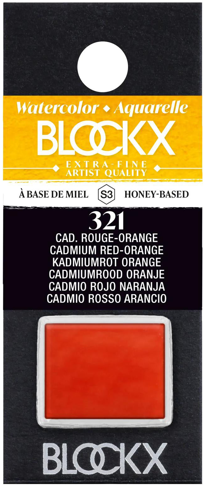 Blockx Aquarellfarbe – Kadmium Rot-Orange – 1,5 ml (1/2 Näpfchen)