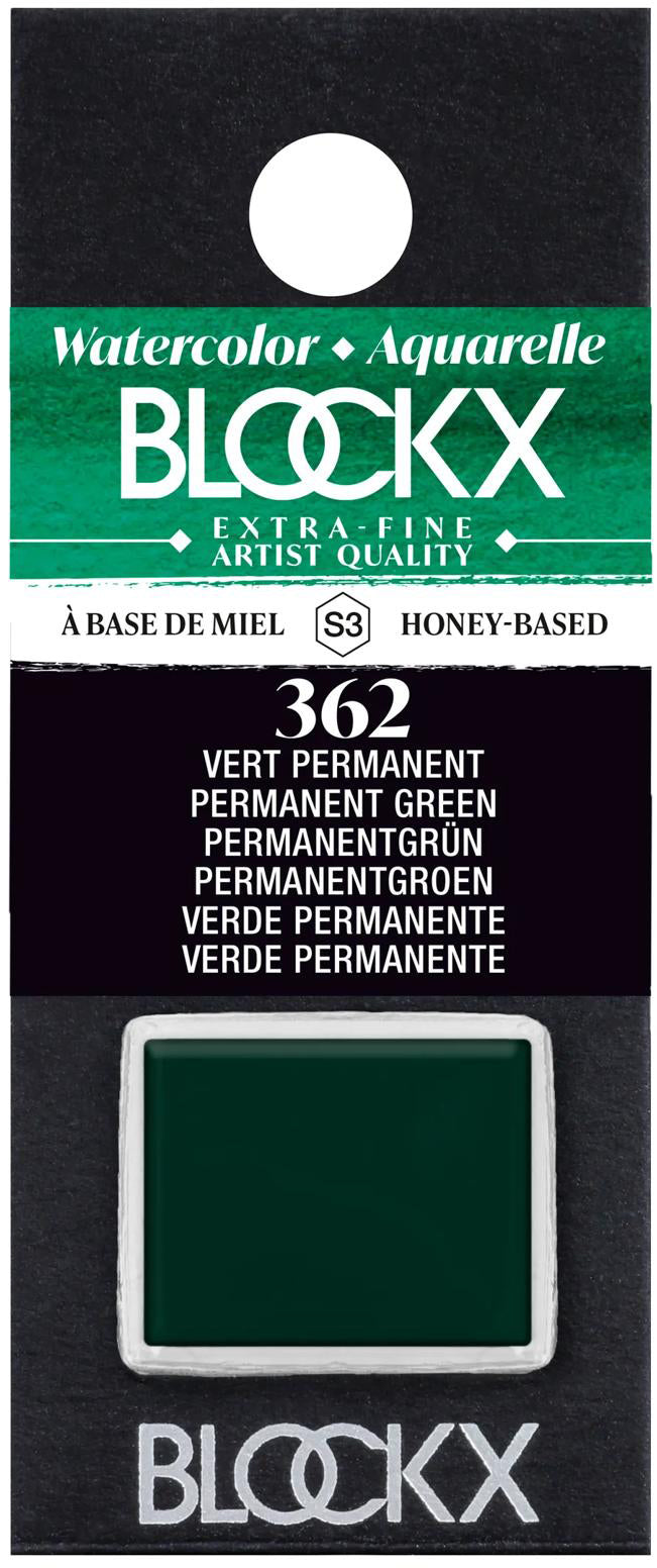 Blockx Aquarellfarbe – Permanentgrün – 1,5 ml (1/2 Näpfchen)