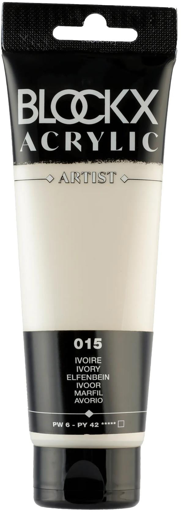 Blockx Acrylic Artist Acrylfarbe – Elfenbein, seidenmatt – 120 ml, Tube