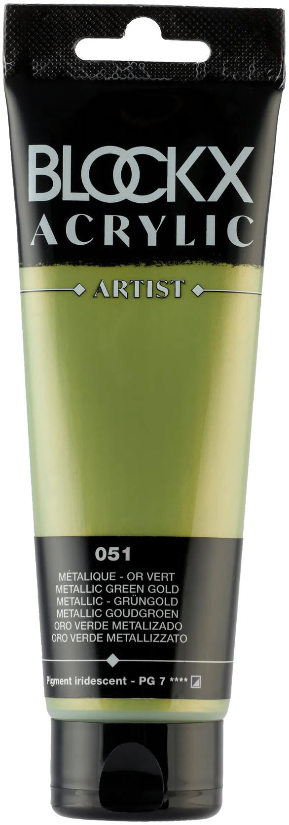 Blockx Acrylic Artist Acrylfarbe – Grüngold, seidenmatt, Metallic – 120 ml