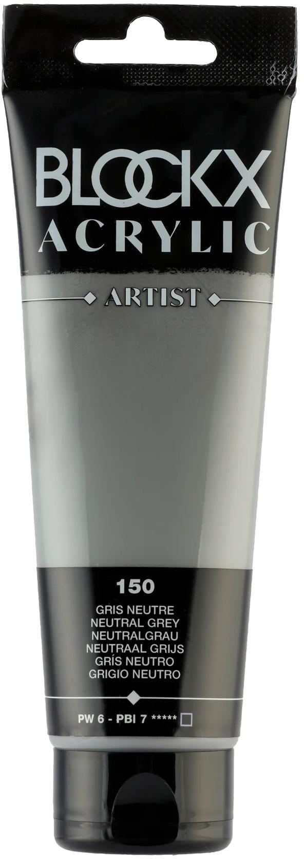 Blockx Acrylfarbe – Neutralgrau, seidenmatt – 120 ml