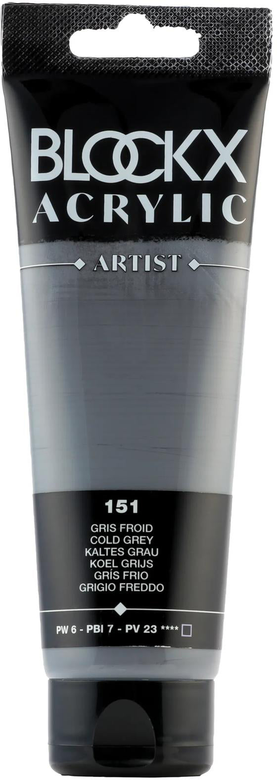 Blockx Acrylic Artist Acrylfarbe – Kaltes Grau, seidenmatt – 120 ml