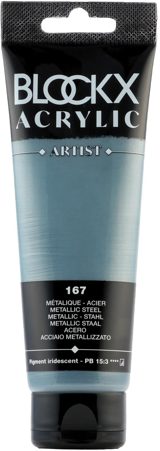 Blockx Acrylfarbe – Stahl, seidenmatt, Metallic – 120 ml