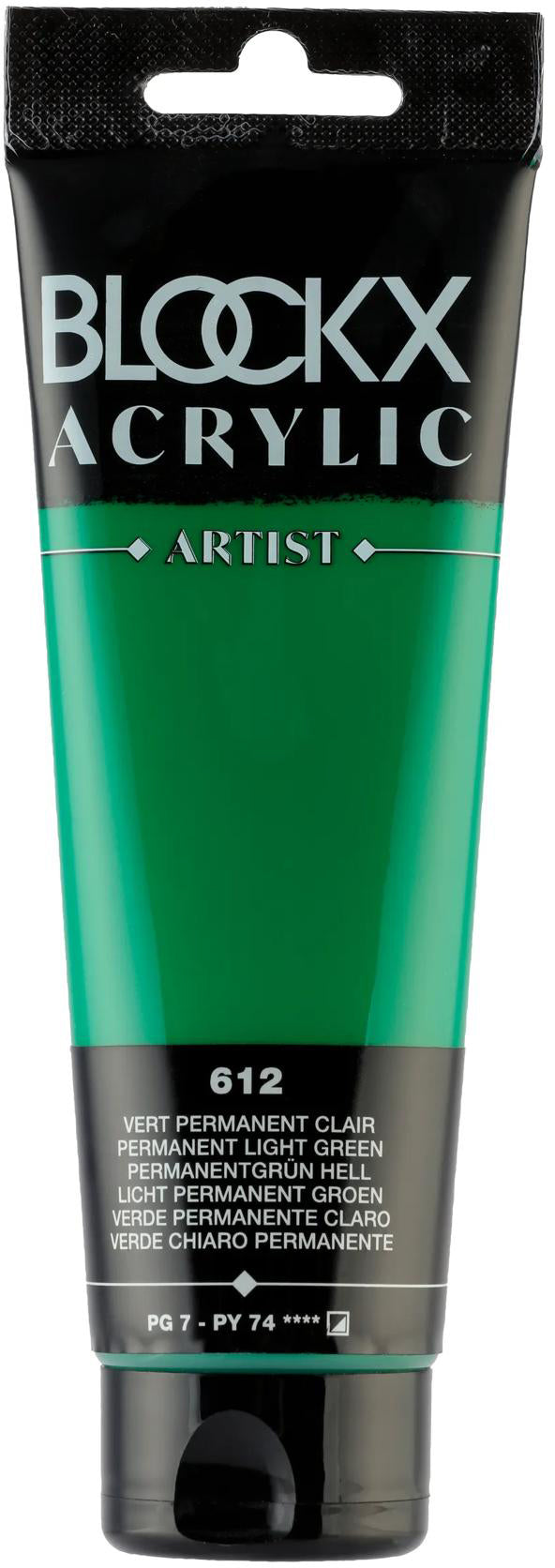 Blockx Acrylic Artist Acrylfarbe – Permanentgrün hell, seidenmatt – 120 ml, Tube