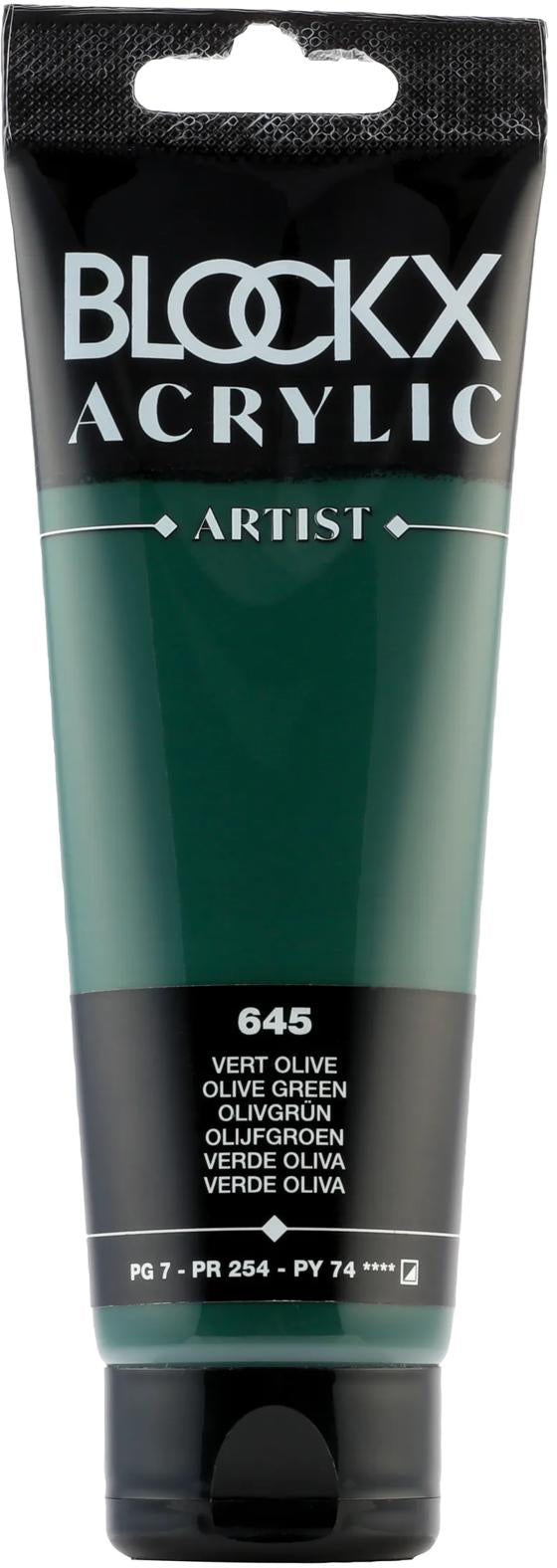 Blockx Acrylic Artist Acrylfarbe – Olivgrün, seidenmatt – 120 ml