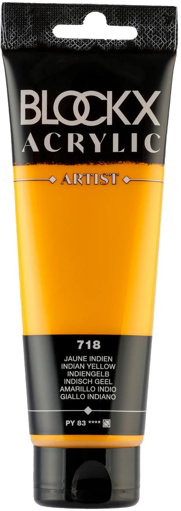 Blockx Acrylic Artist Acrylfarbe – Indischgelb, seidenmatt – 120 ml