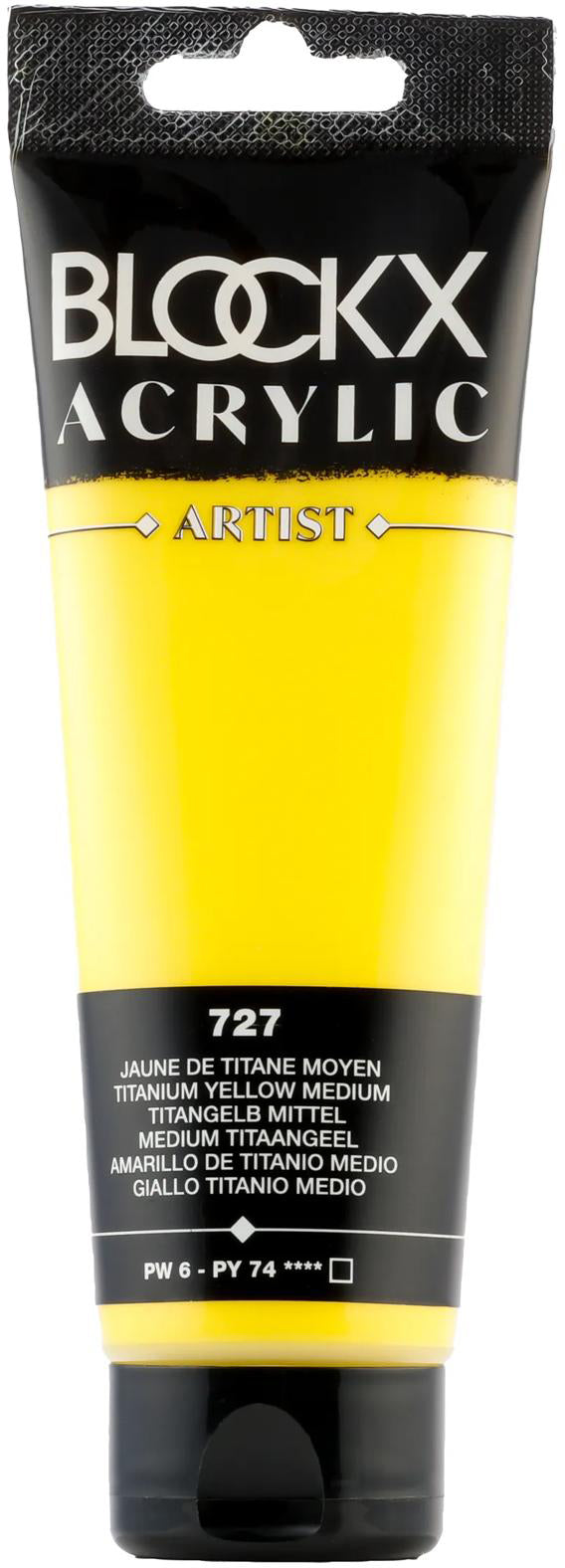 Blockx Acrylic Artist Acrylfarbe – Titangelb mittel, seidenmatt – 120 ml