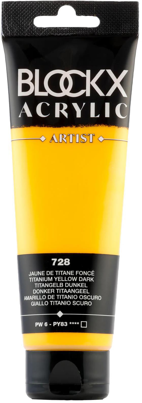 Blockx Acrylic Artist Acrylfarbe – Dunkles Titangelb, Seidenmatt – 120 ml