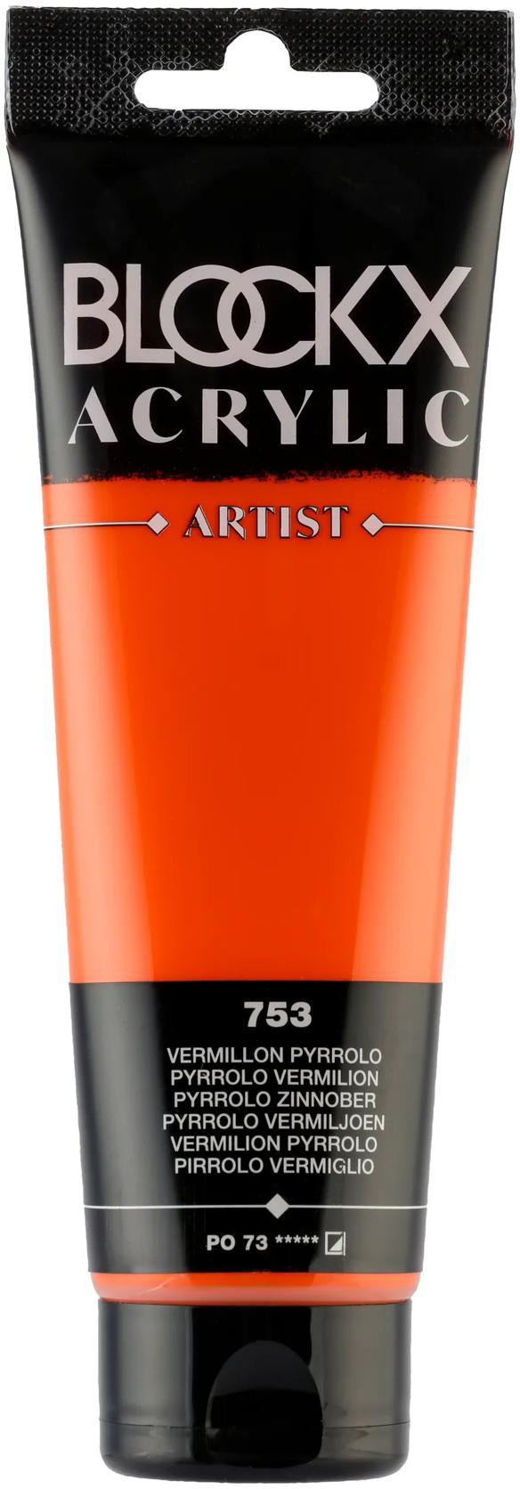 Blockx Acrylic Artist Acrylfarbe – Pyrrolo Zinnober, seidenmatt – 120 ml