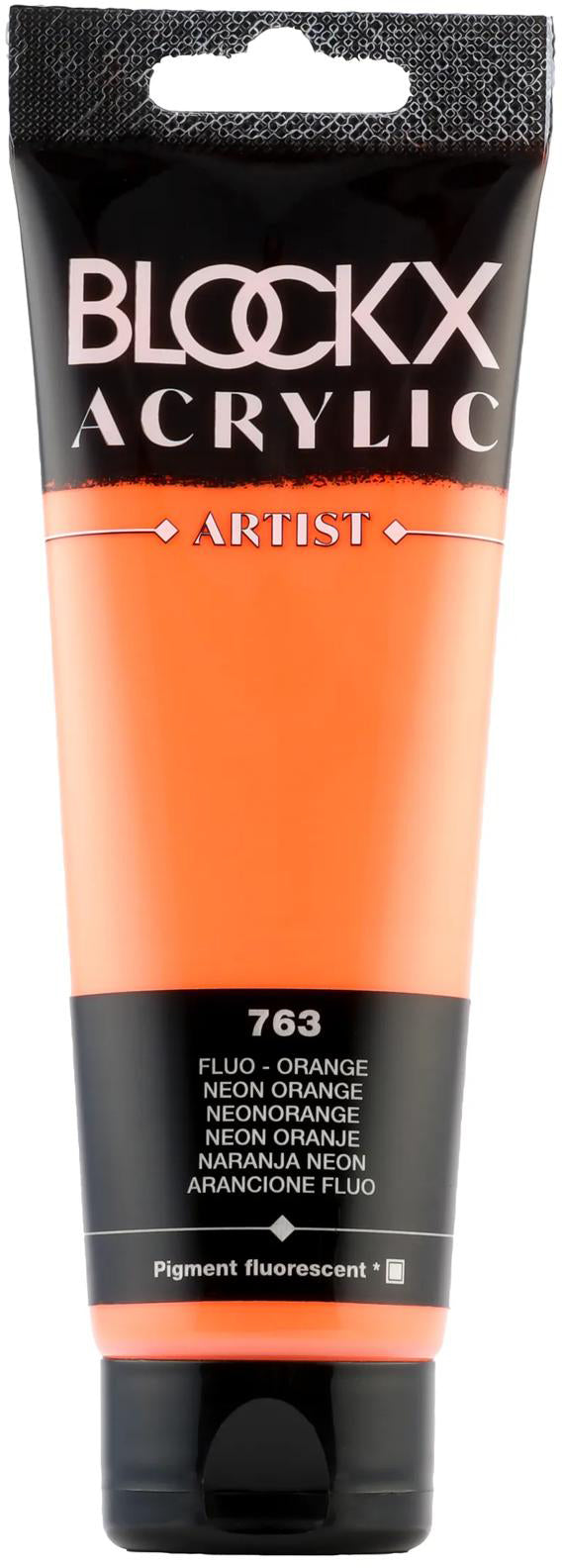 Blockx Acrylic Artist Acrylfarbe – Neonorange, seidenmatt – 120 ml