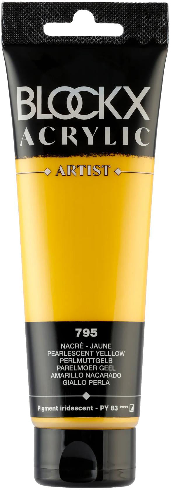 Blockx Acrylic Artist Acrylfarbe – Perlmuttgelb, seidenmatt, Perlglanz – 120 ml