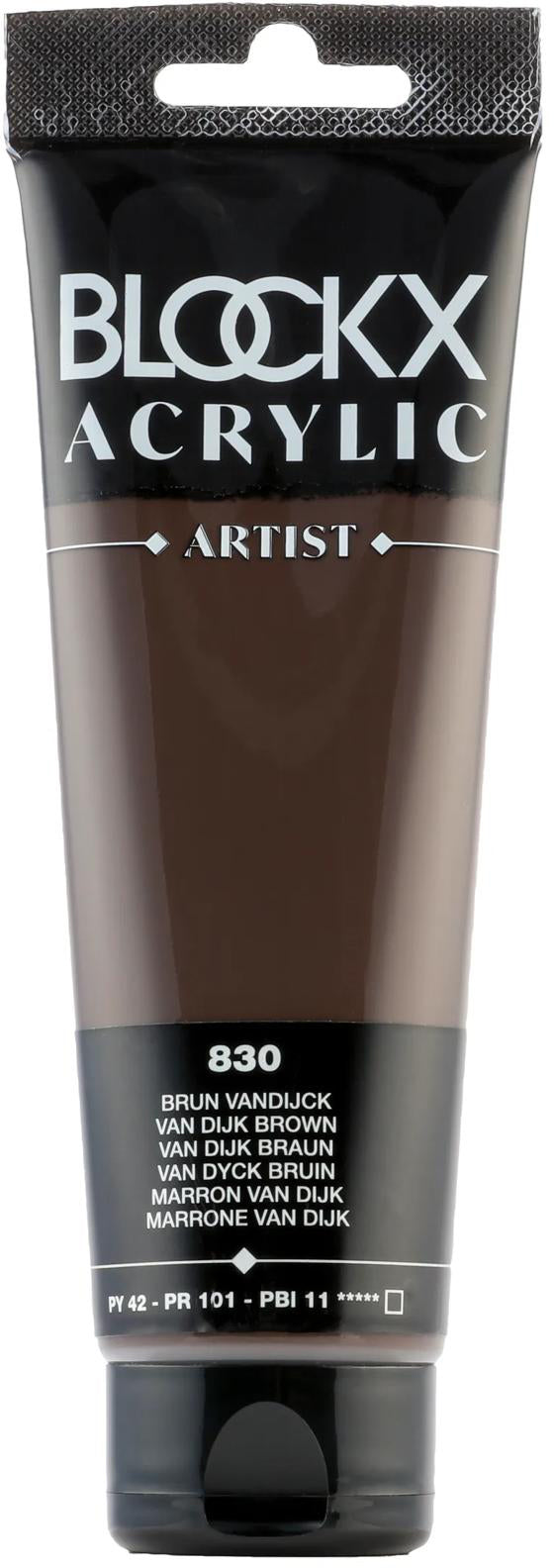 Blockx Acrylic Artist Acrylfarbe – Van Dijk Braun, seidenmatt – 120 ml, Tube