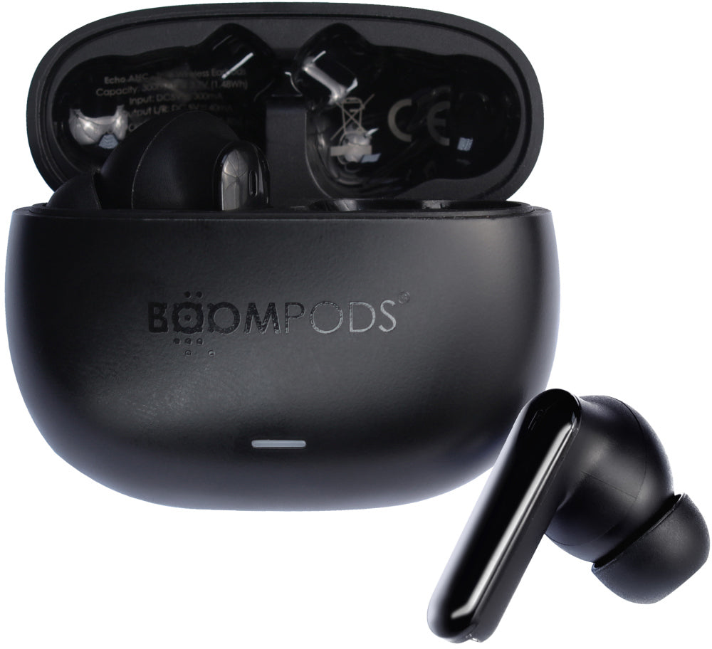 Boompods Echobuds TWS In-Ear – ANC, mit Ladecase, Schwarz, BT 5.3