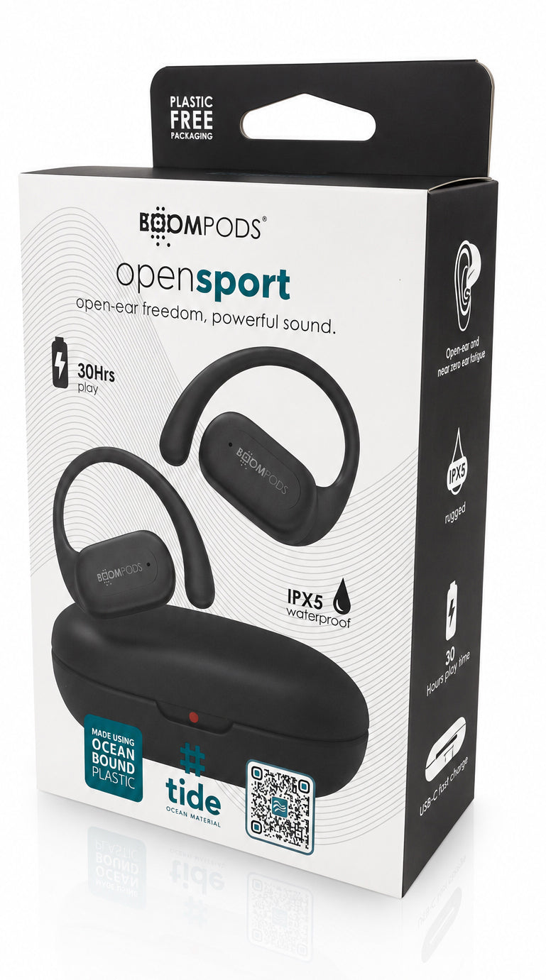 Boompods OpenSport SROBLK Over-Ear Kopfhörer – Schwarz