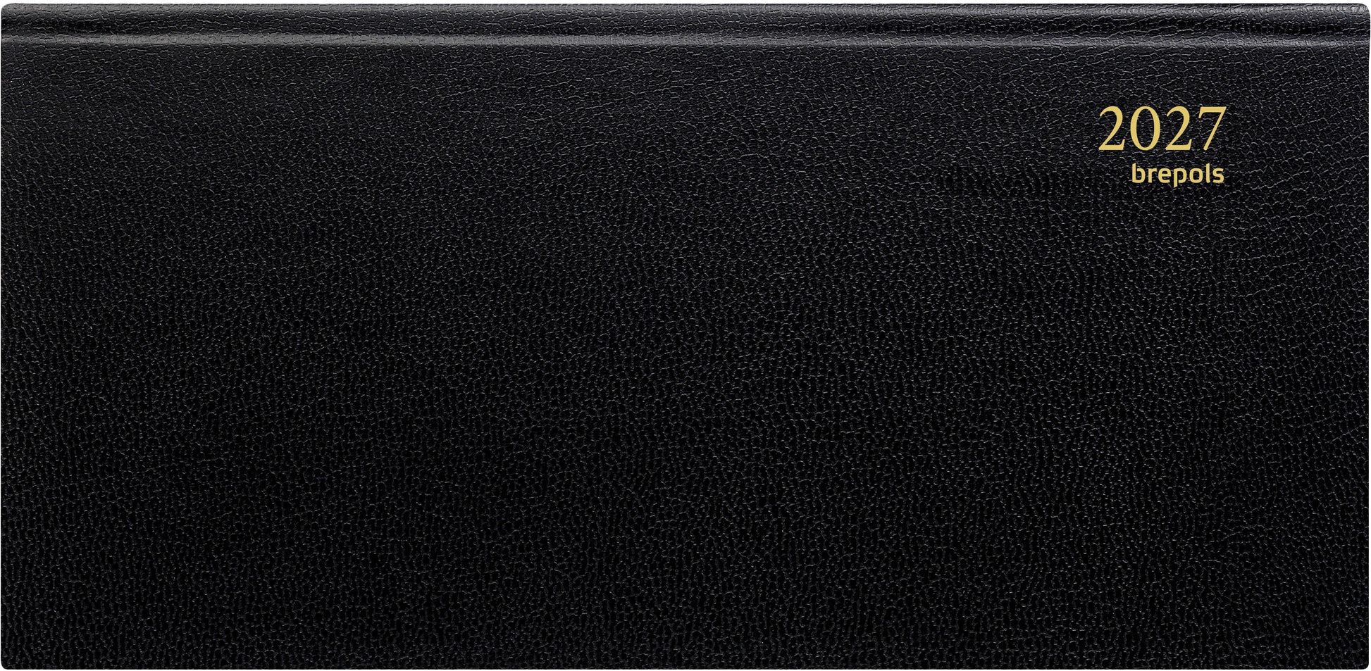 Brepols Breprint Lima – Wochenagenda 2027, 1 Woche/2 Seiten, 8,8 × 17,4 cm, Schwarz