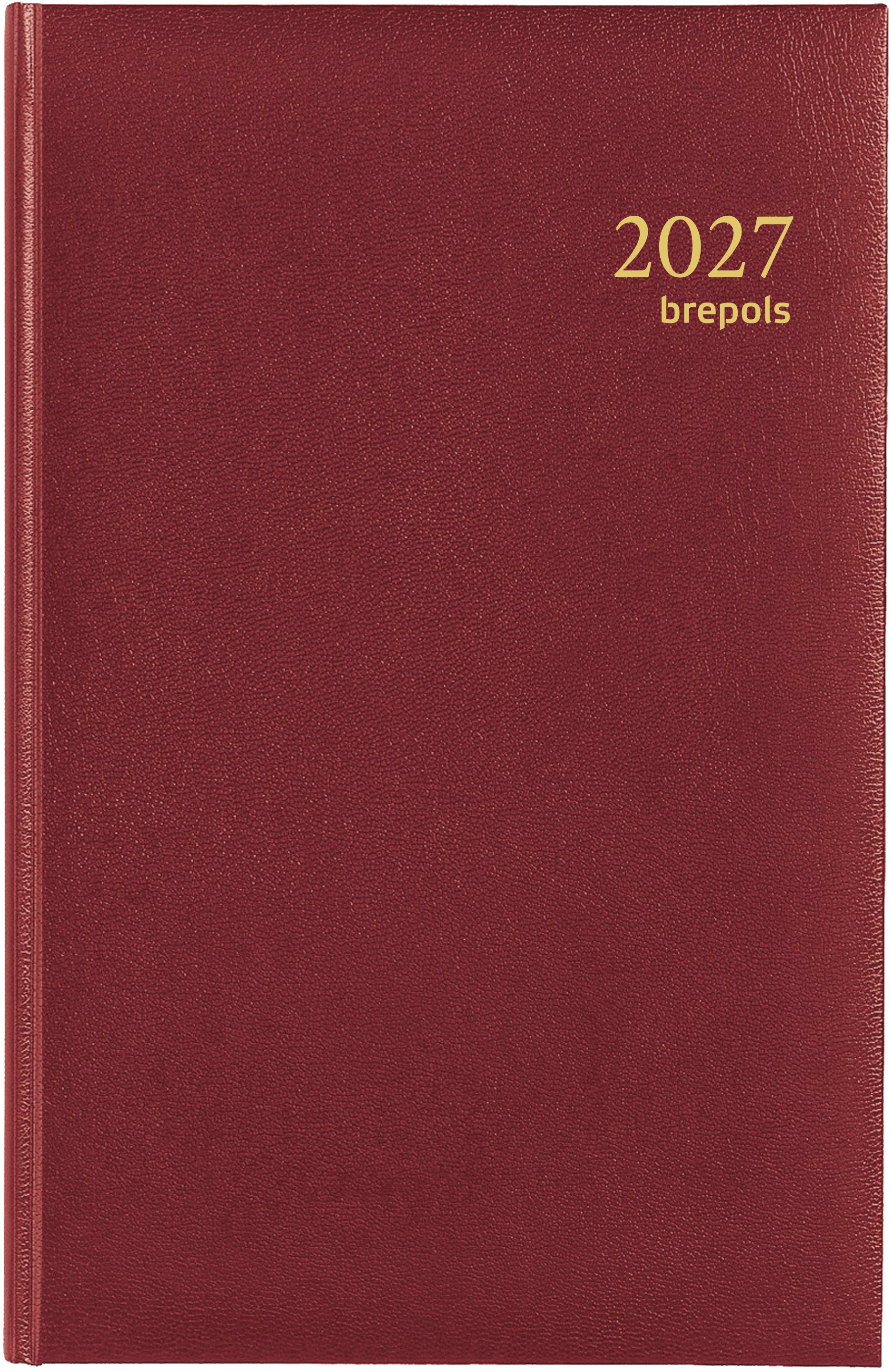 Brepols Saturnus Lima – Tagesagenda 2027, 1 Tag/1 Seite, 13,7 × 21,8 cm, Weinrot