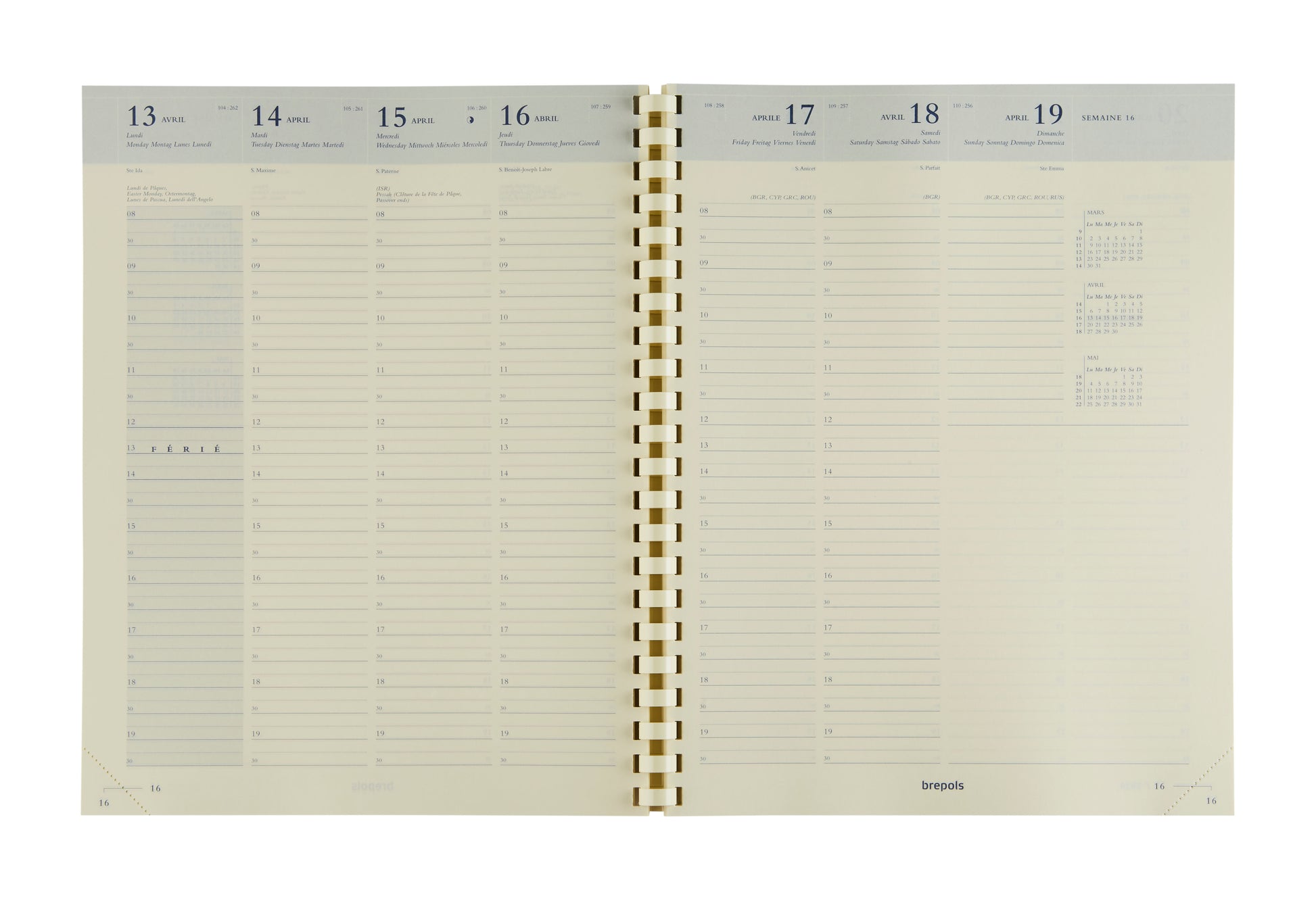 Brepols Omega 27 – Kalendereinlage 2027, 1 Woche/2 Seiten, 22,0 × 27,0 cm, Weiss, für Brepols Omega 27
