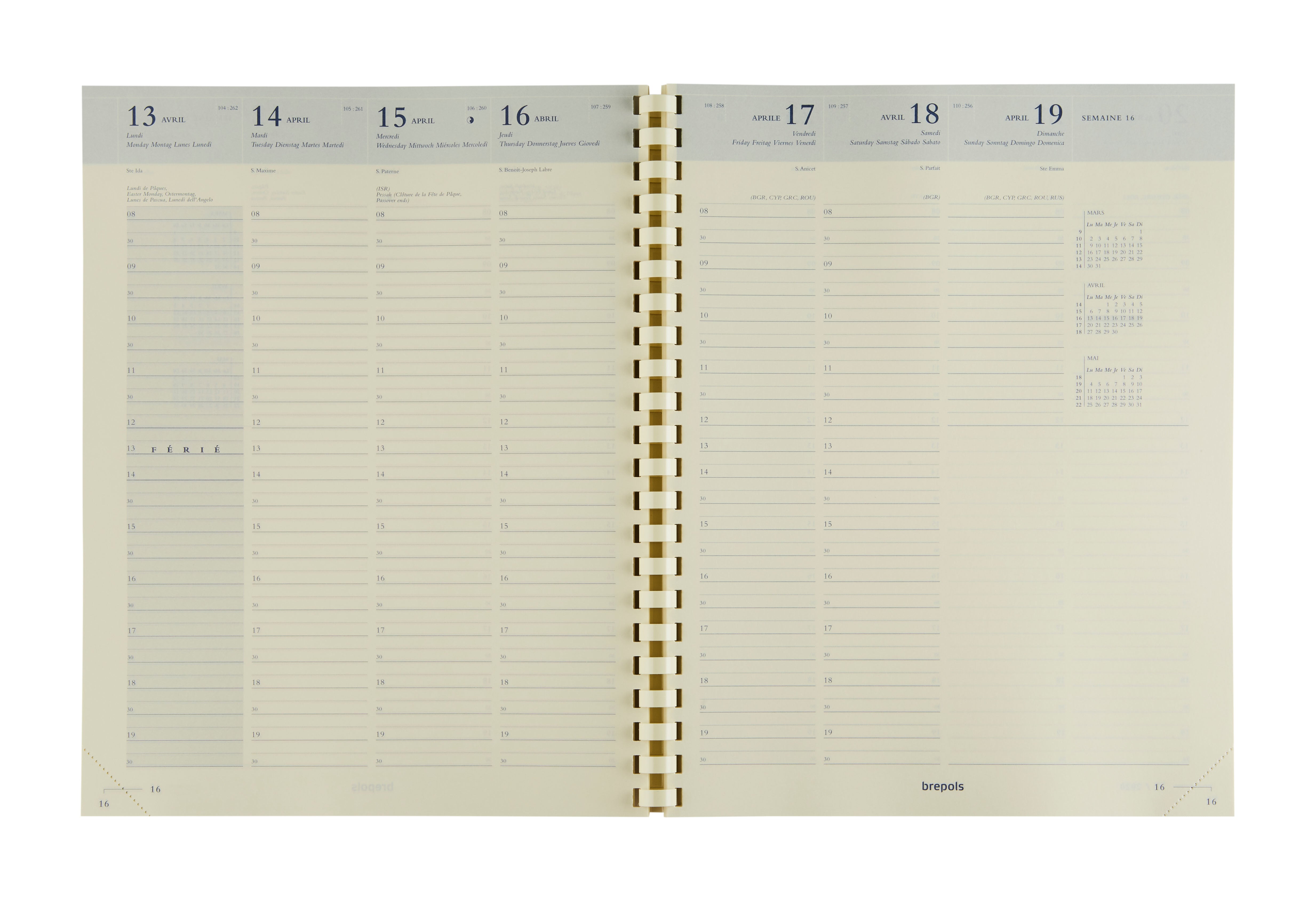 Brepols Omega 27 – Kalendereinlage 2027, 1 Woche/2 Seiten, 22,0 × 27,0 cm, Weiss, für Brepols Omega 27