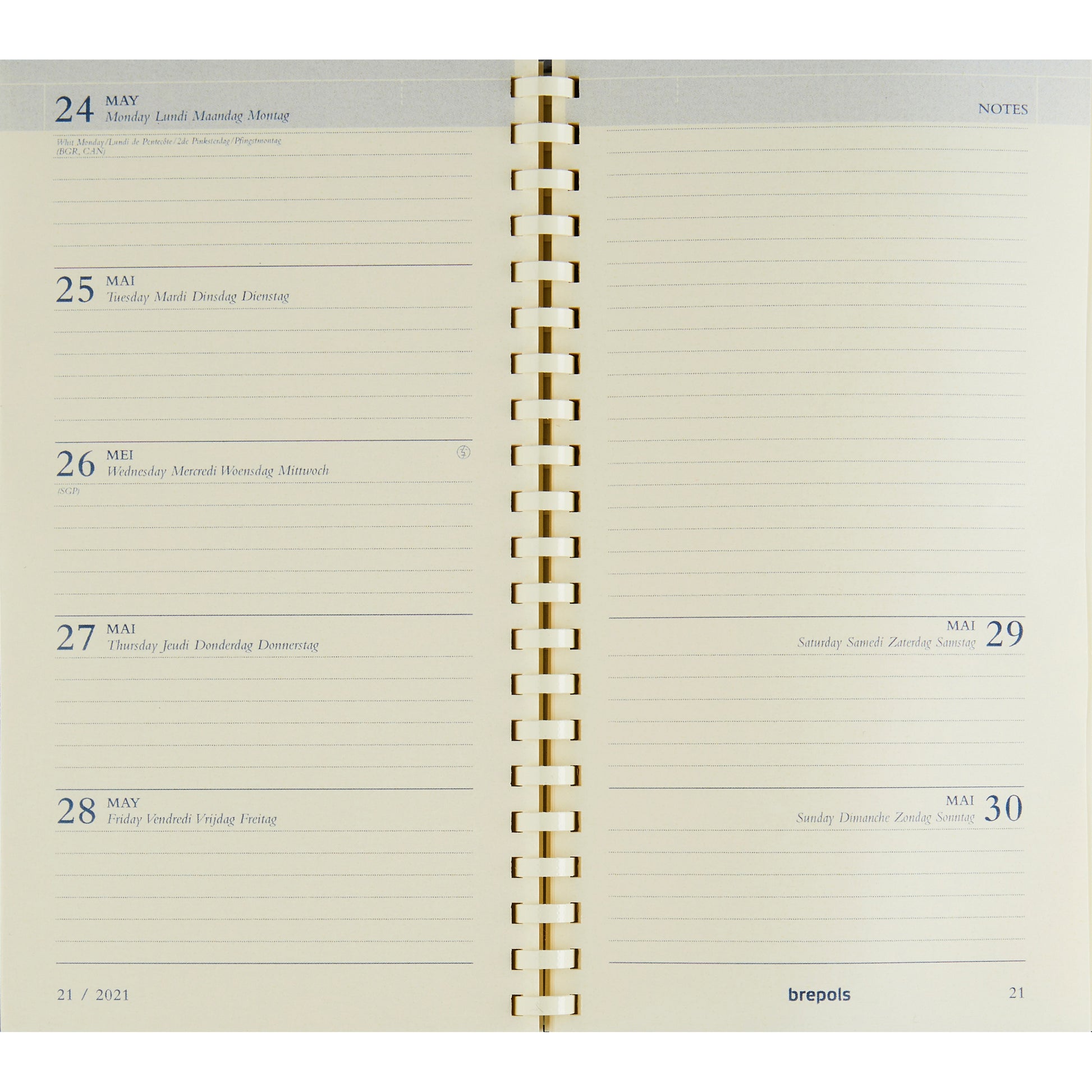 Brepols Notaplan – Kalendereinlage 2027, 1 Woche/1 Seite, 10,0 × 16,0 cm, chamois, für Brepols Notaplan