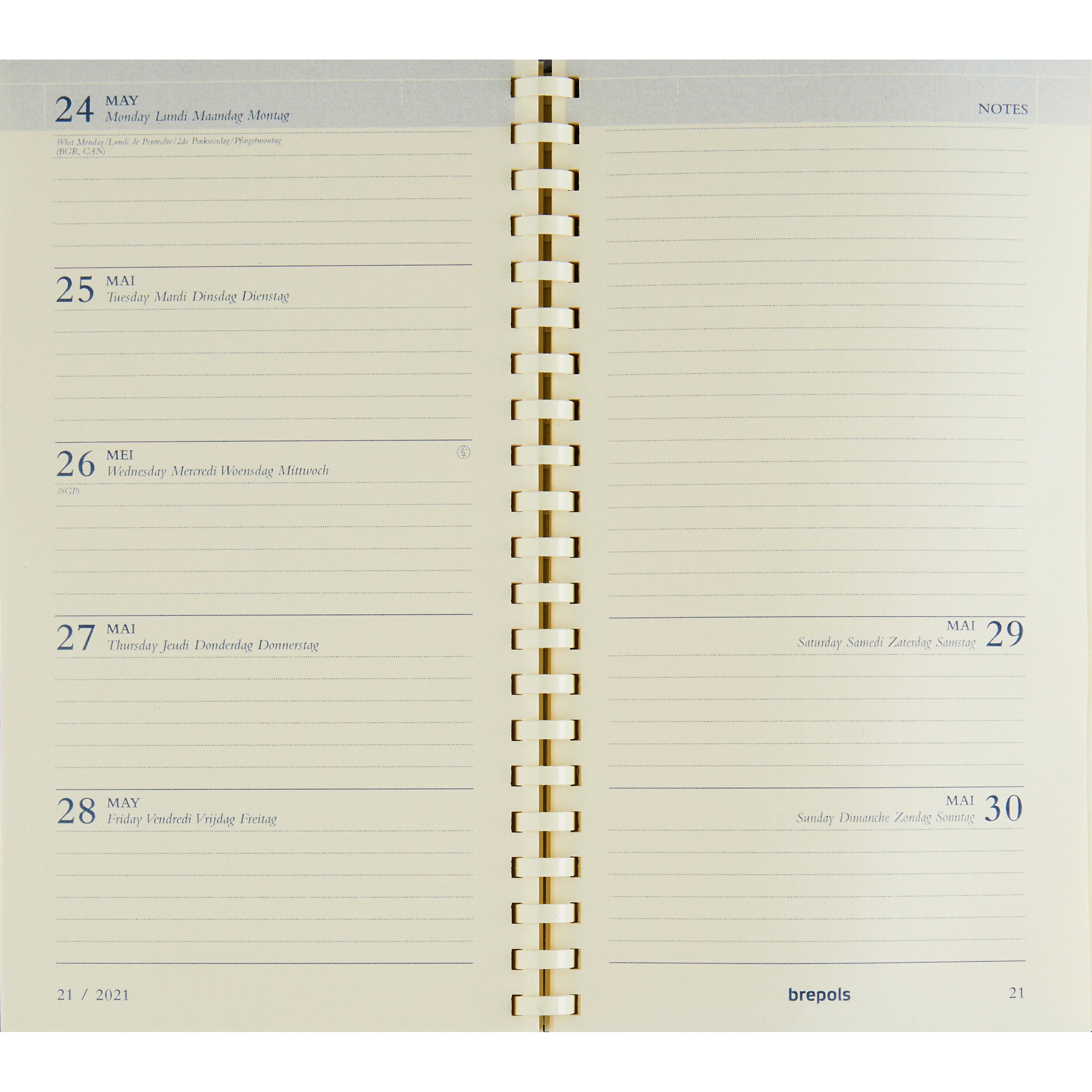 Brepols Notaplan – Kalendereinlage 2027, 1 Woche/1 Seite, 10,0 × 16,0 cm, chamois, für Brepols Notaplan