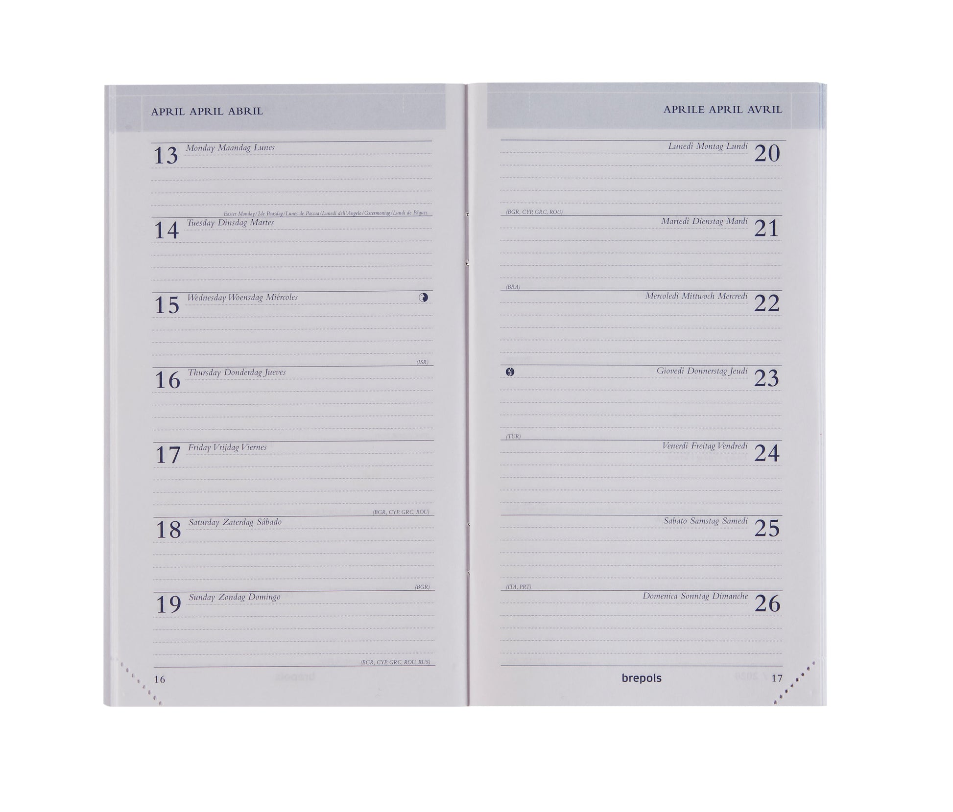 Brepols Breplan – Kalendereinlage 2027, 1 Woche/1 Seite, 9,2 × 16 cm, geheftet, für Brepols Breplan Taschenplaner