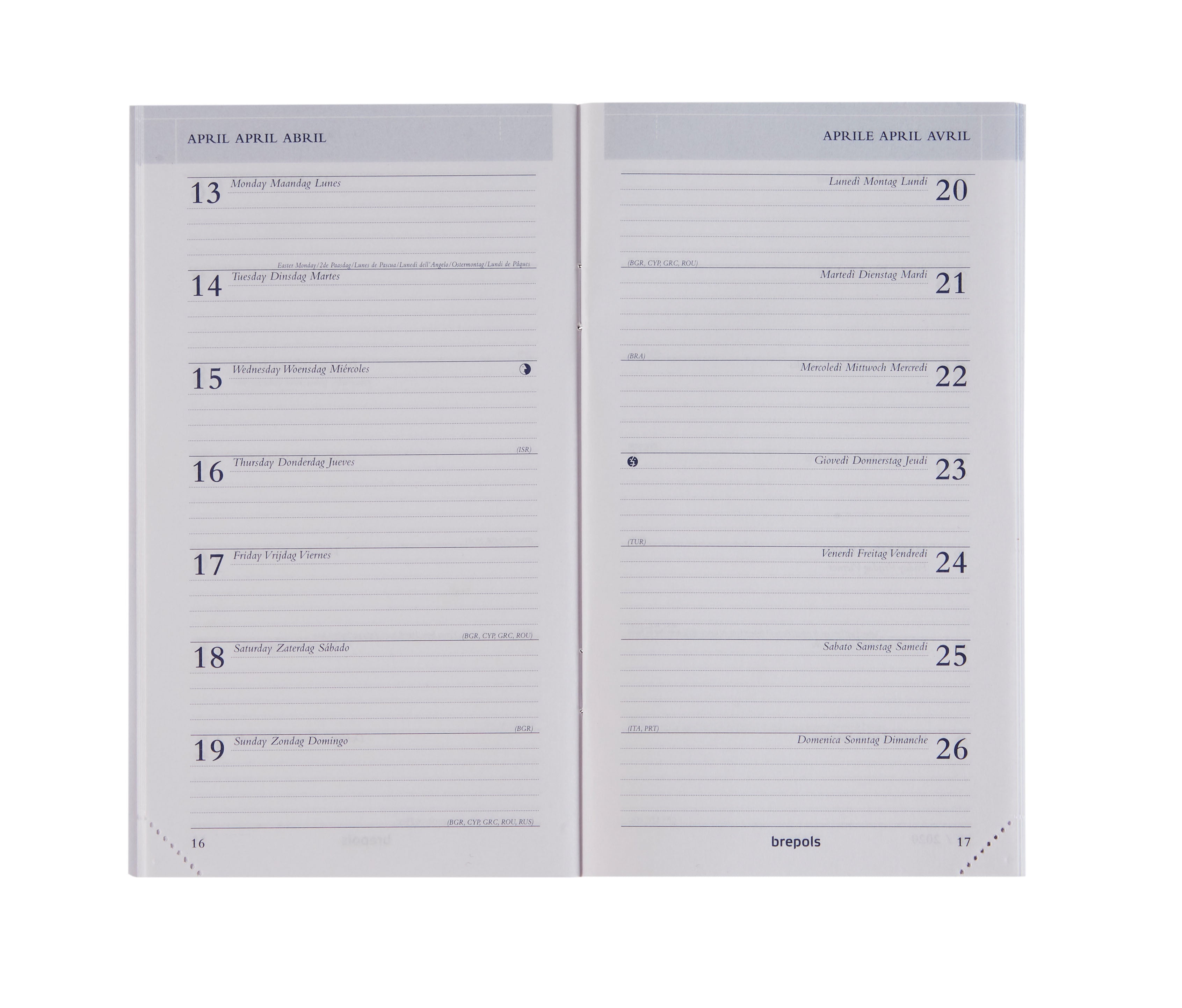 Brepols Breplan – Kalendereinlage 2027, 1 Woche/1 Seite, 9,2 × 16 cm, geheftet, für Brepols Breplan Taschenplaner