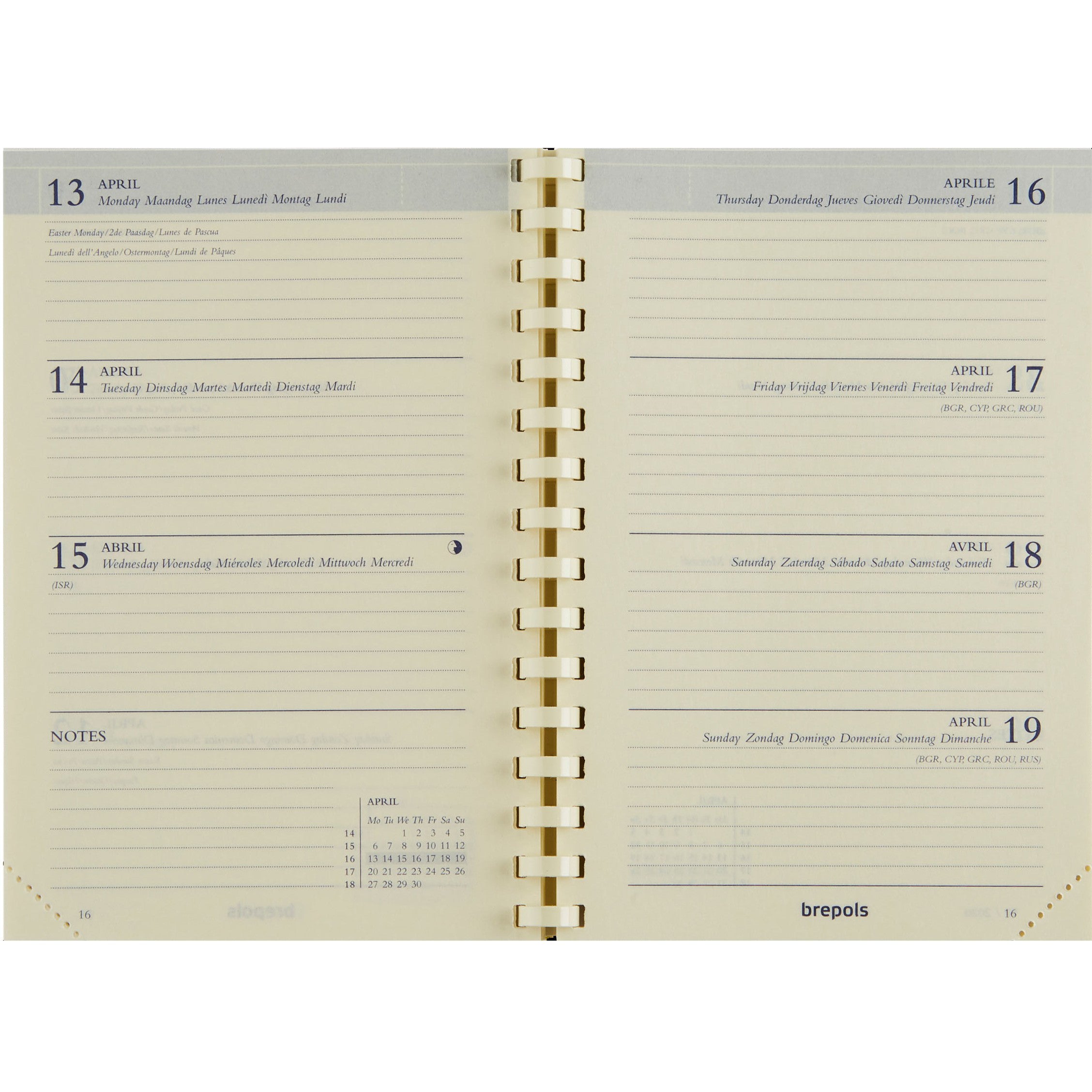 Brepols Delta – Wochenagenda 2027, 1 Woche/2 Seiten, 9,0 × 12,0 cm, chamois